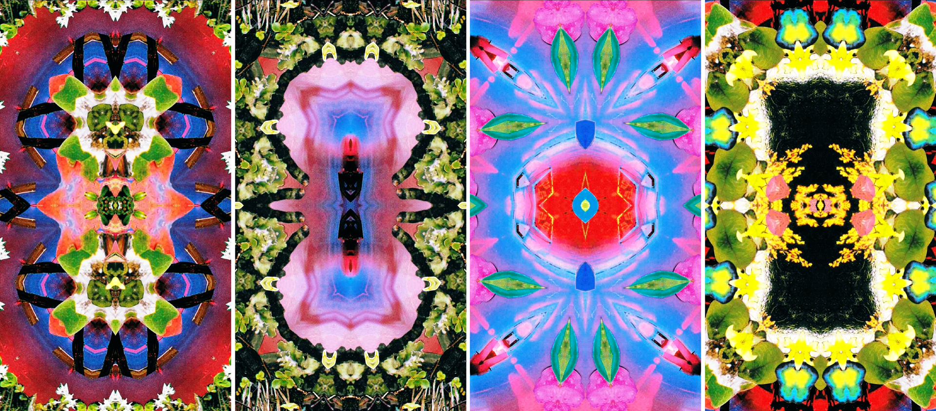 Stills from the kaleidoscope visualizer for the album. It is made of refractions of the album artwork.