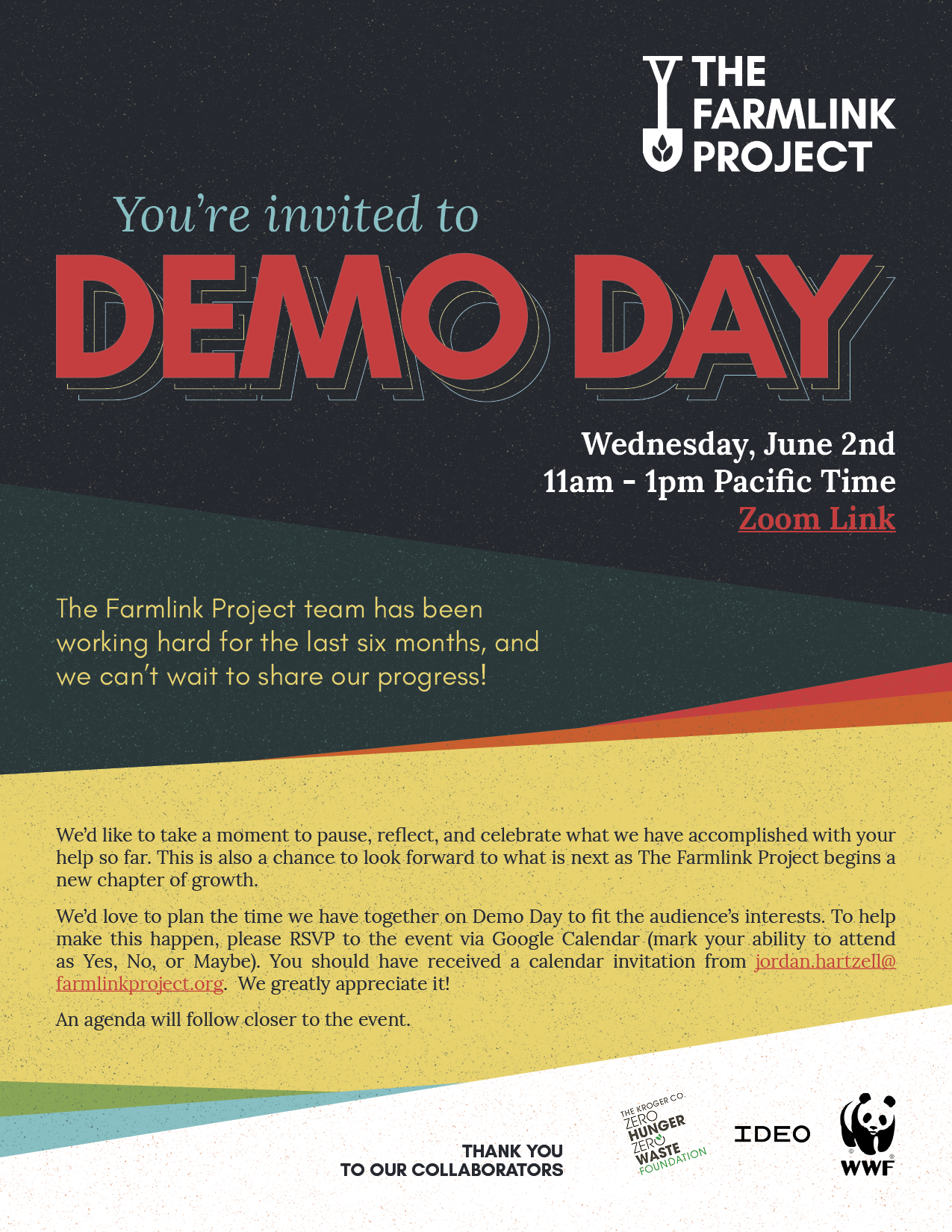 A flyer I designed for our Accelerator team's Demo Day event.