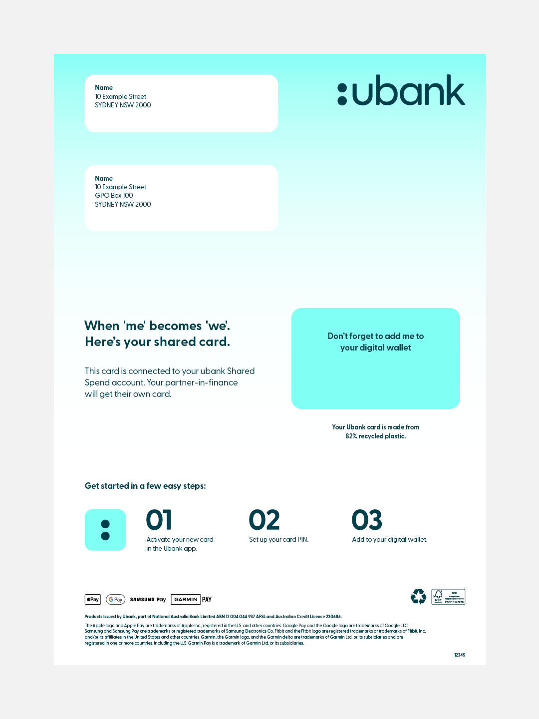 Card carriers for shared accounts