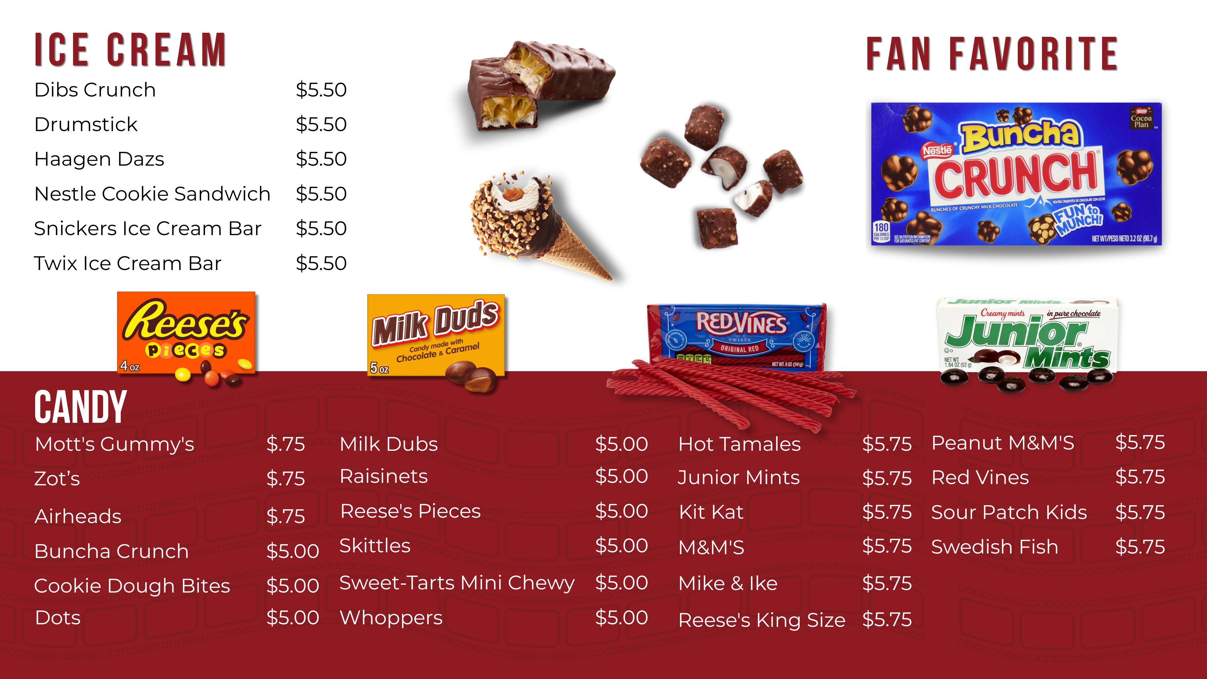 Movie Theater Concessions Menu 3