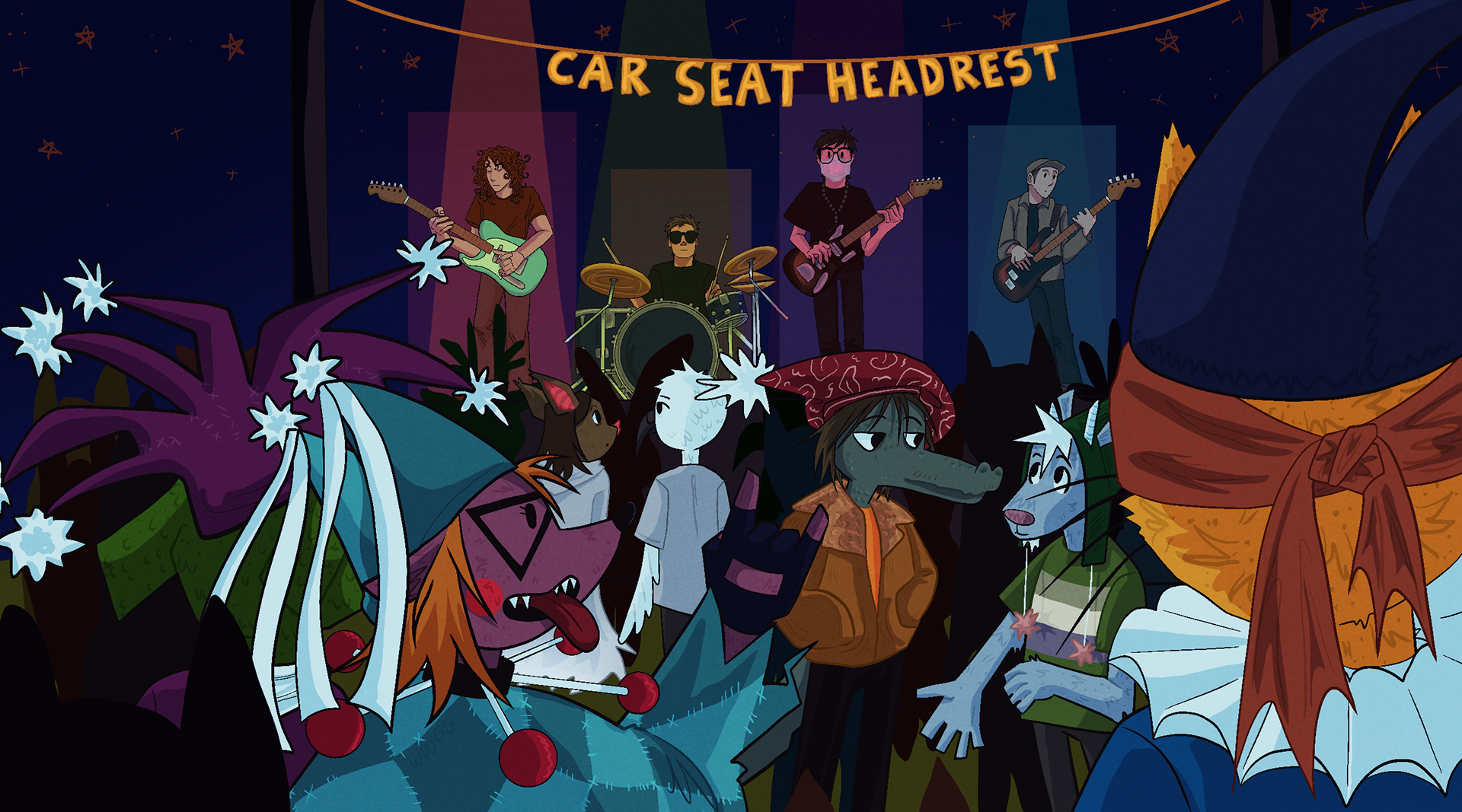 illustration created to accompany a newspaper article on car seat headrest's "the scholars", read here!!!!! >>>> https://thunderword.highline.edu/2025/06/05/the-scholars-car-seat-headrests-decadent-yet-nebulous-rock-opera/