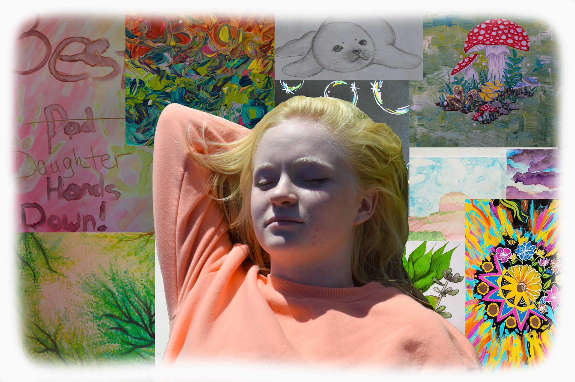 Darby dreams of lying in a 􏰩eld of her artwork. 