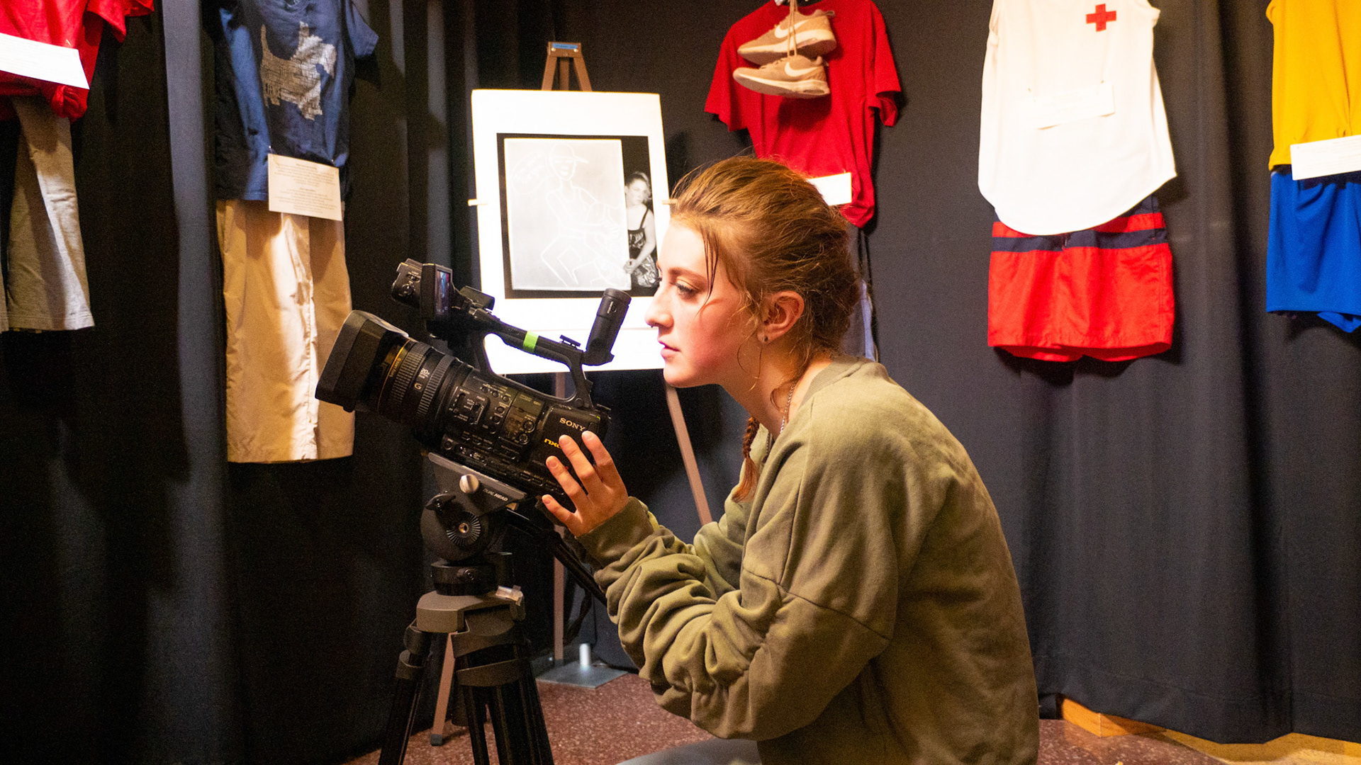 After her interview with Katherine, Ren grabs a couple clips of the Sexual Assault Awareness Exhibit at Front Range Community College.