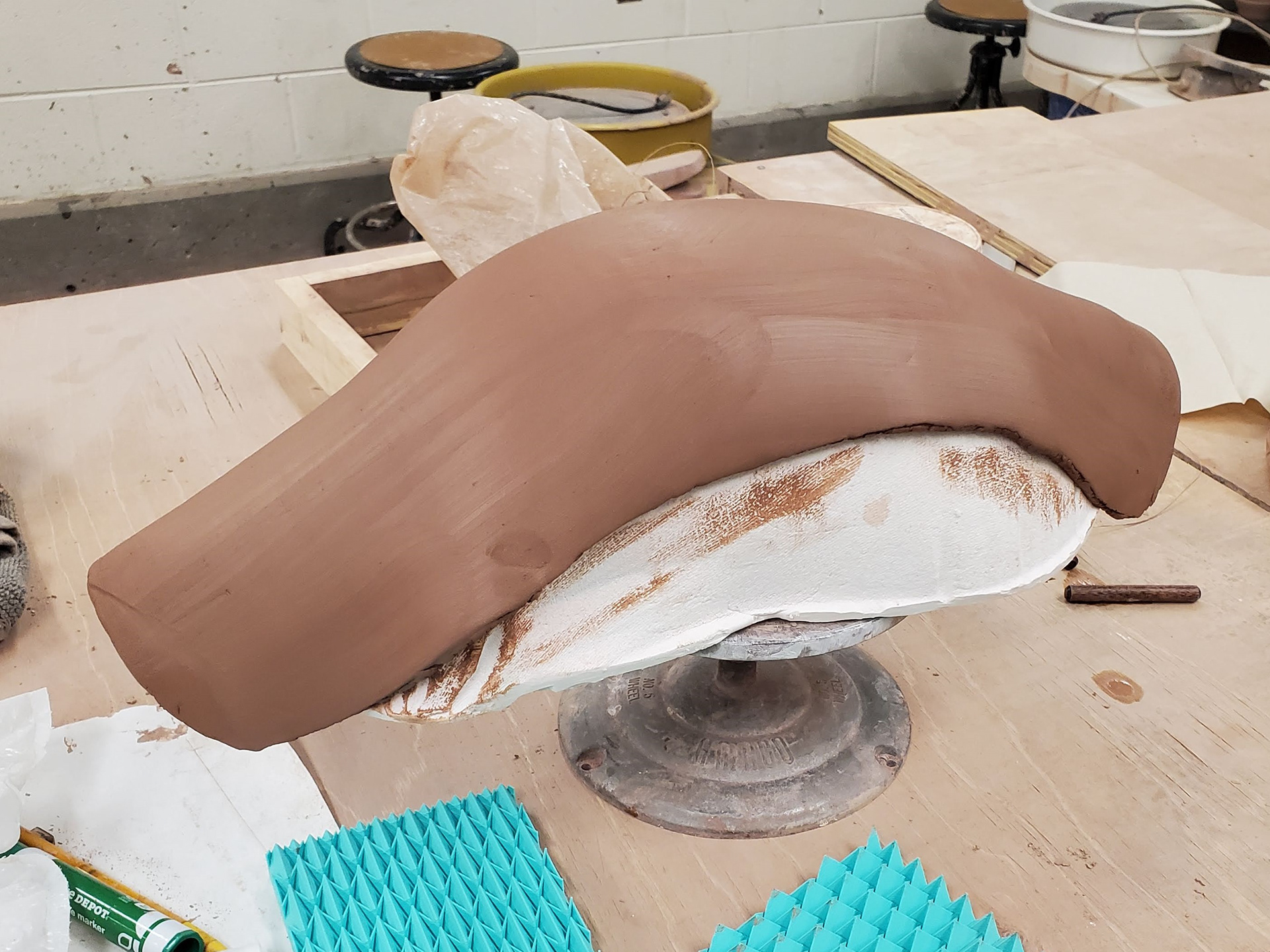 Using the homemade plaster mold.