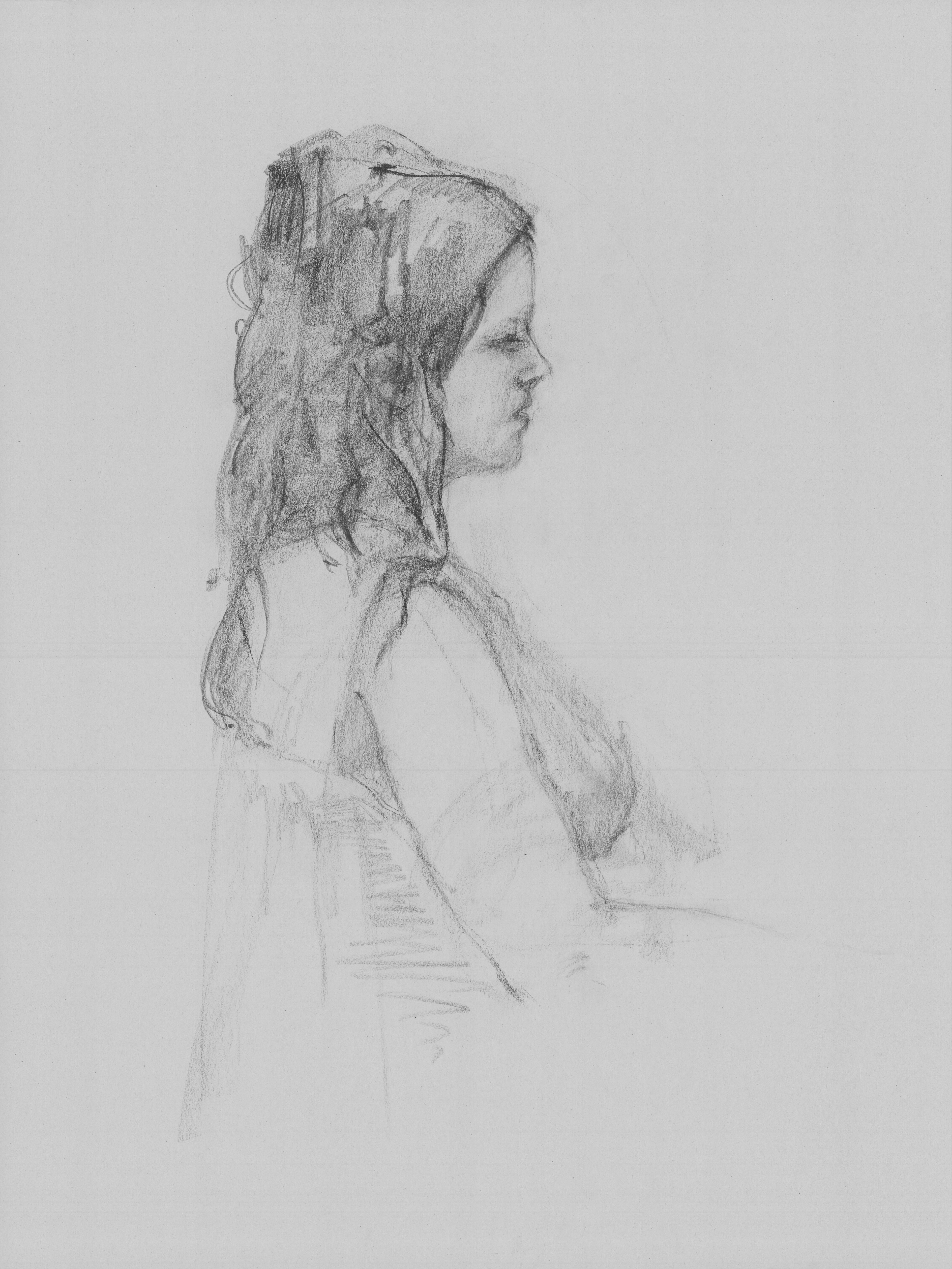 40 minutes, conté on newsprint