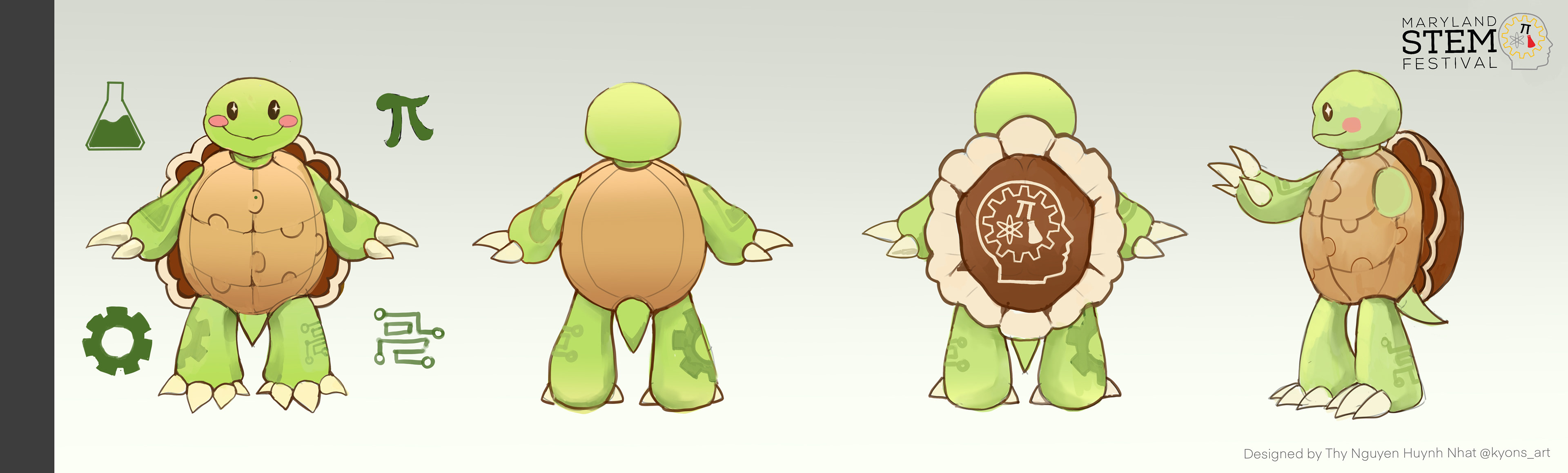 Turtle mascot for Maryland STEM Festival (2024)