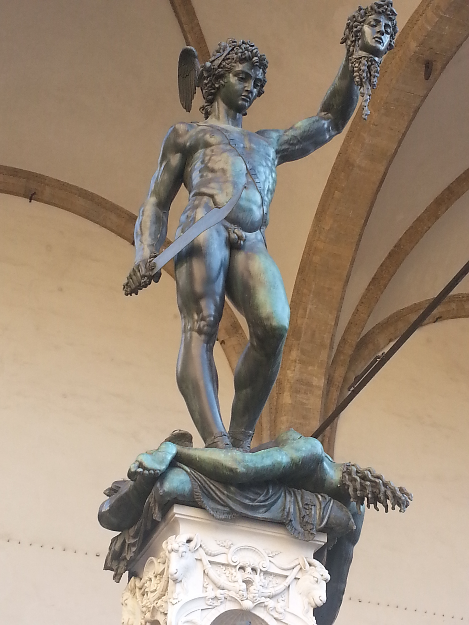 The statue of Perseo holding Medusa's head, by Benvenuto Cellini (1554), is a stark reminder of what happened to those who crossed the Medici. 