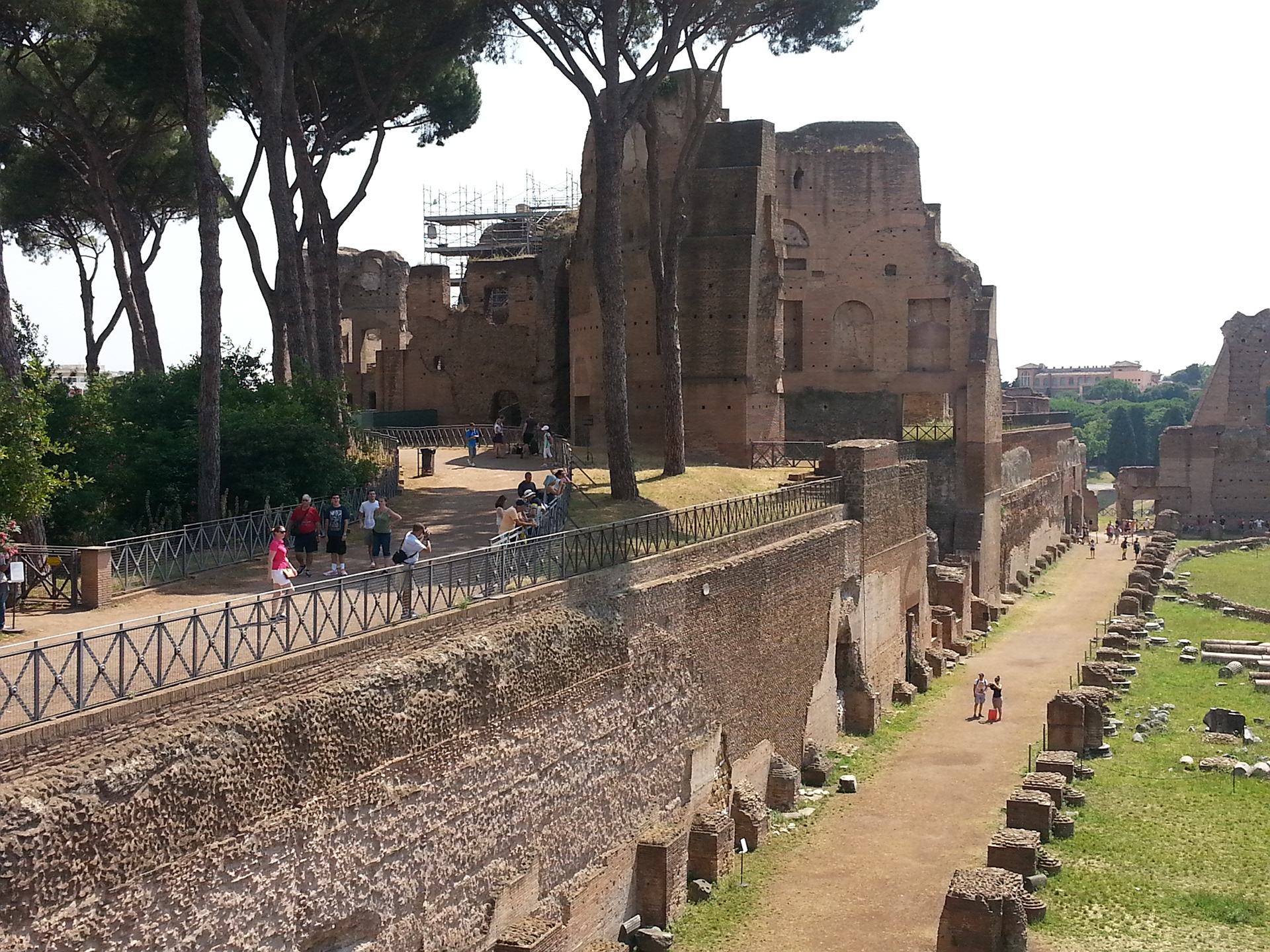 The Flavian Palace, normally known as the Domus Flavia, is part of the vast Palace of Domitian on the Palatine Hill in Rome. It was completed in 92 AD by Emperor Titus Flavius Domitianus, and attributed to his master architect, Rabirius. 