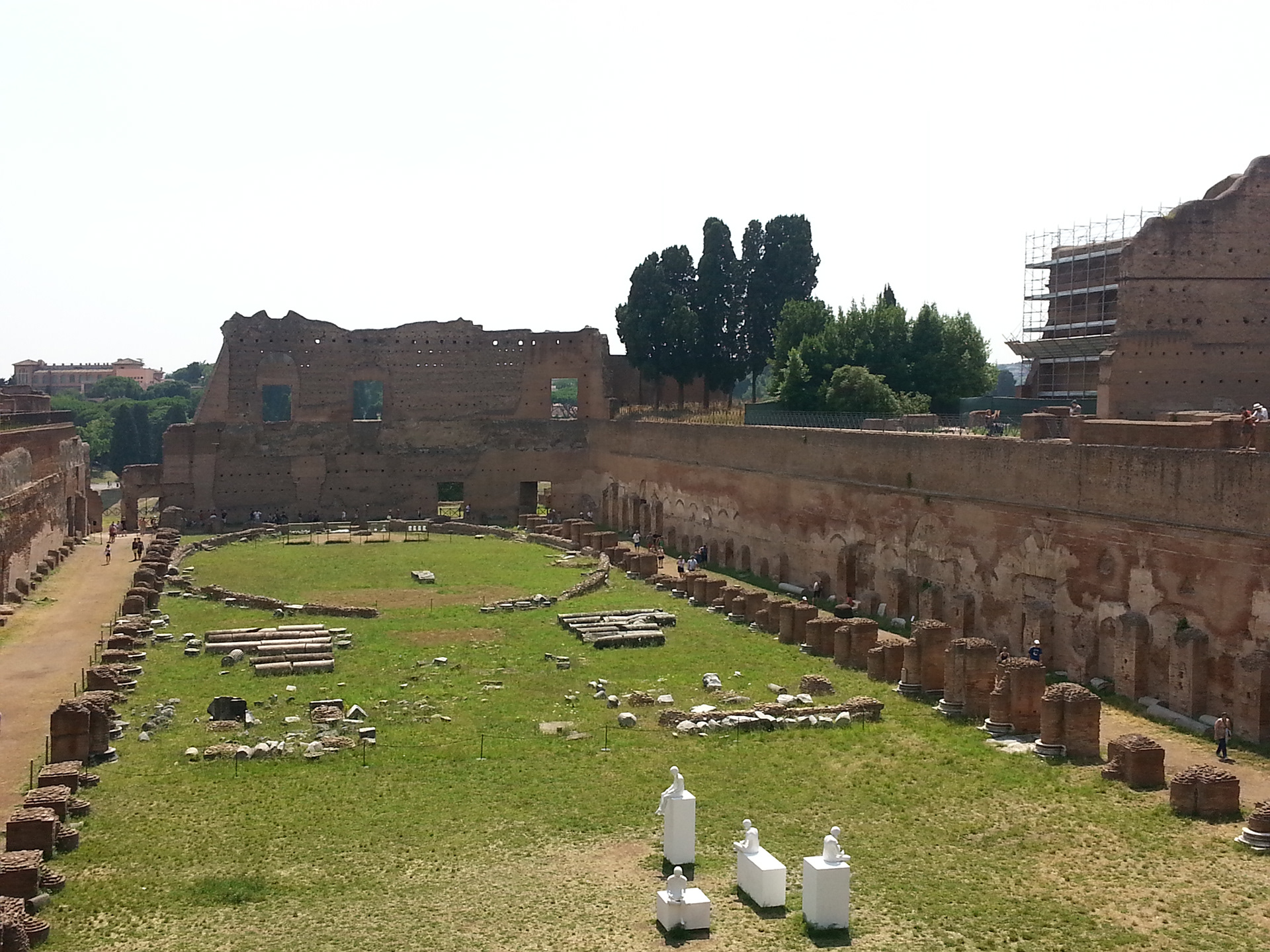 The Palatine Hill is a big, sprawling open-air museum. There are emperors' palaces, manicured gardens, medieval churches, and a terrace overlooking the Forum and beyond. 