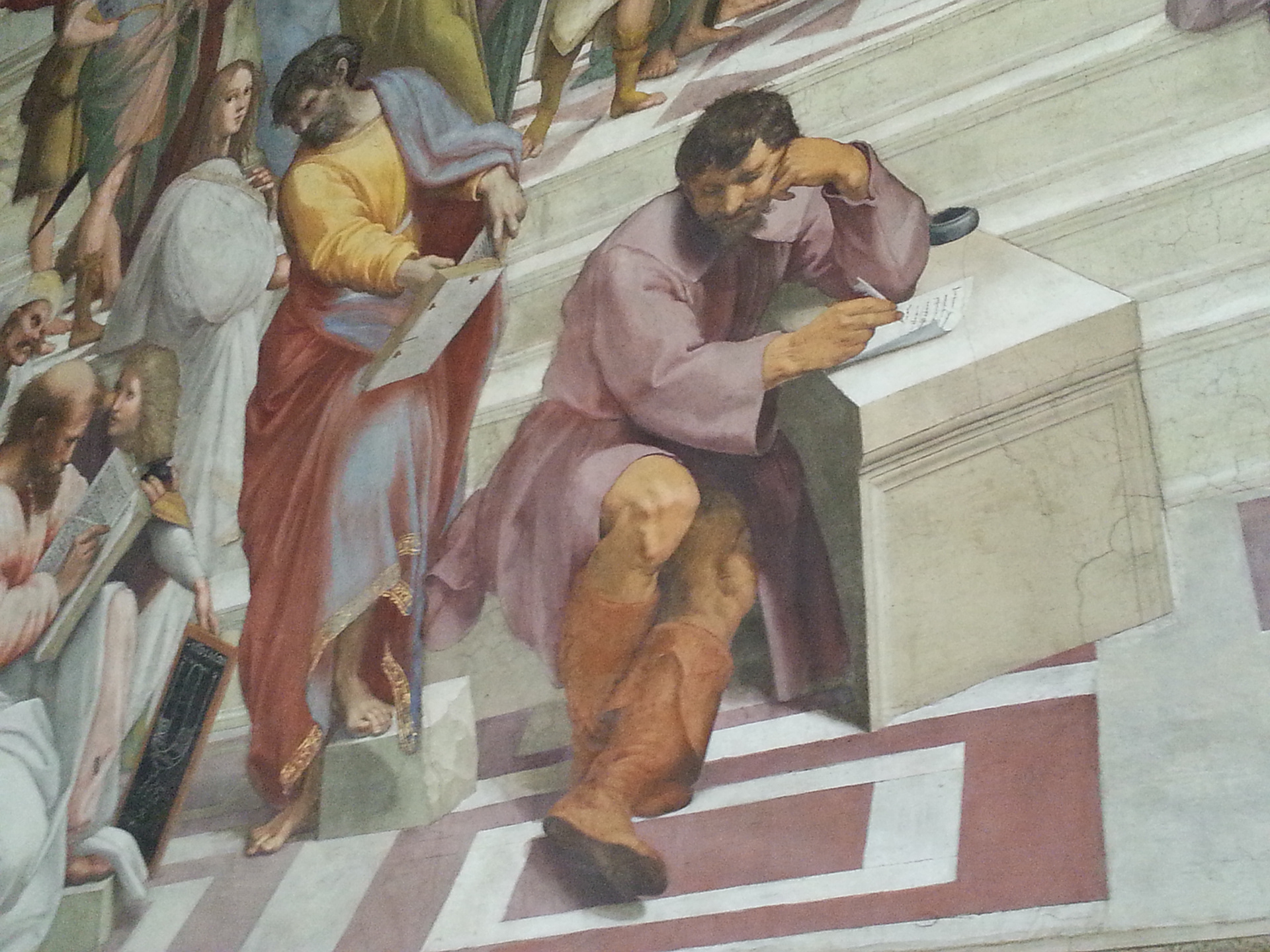 The School of Athens detail depicting Michelangelo.