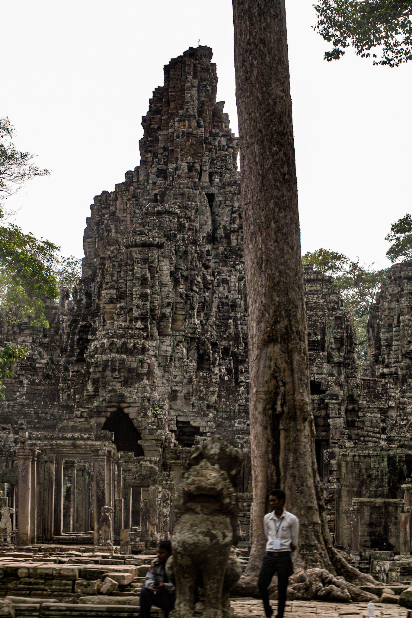 At the center of the city is Jayavarman's state temple, the Bayon, with the other major sites clustered around the Victory Square immediately to the north. 