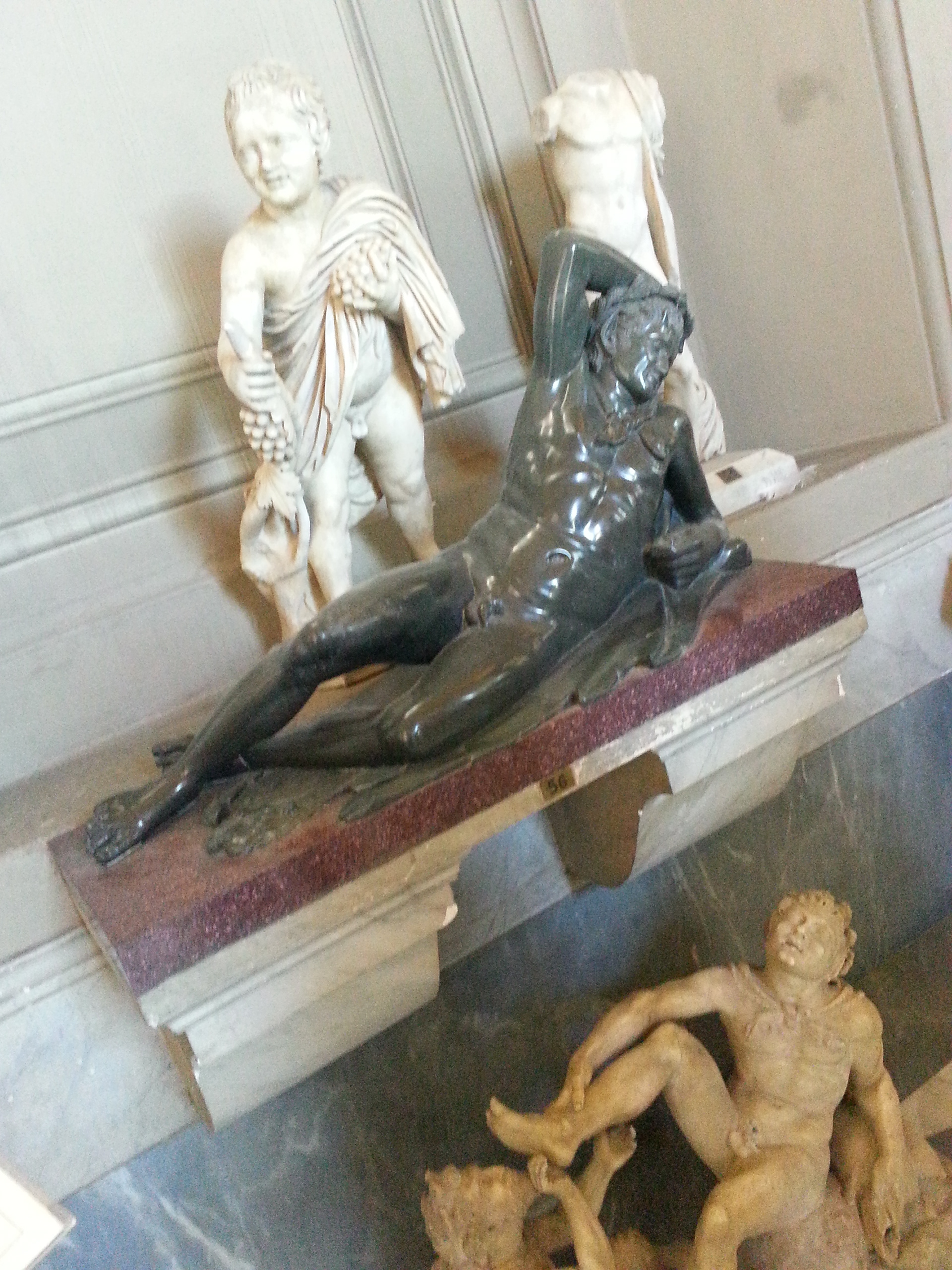 “Drunken Satyr” first century AD from a Hellenistic original of the school of Pergamum, in Egyptian stone, called grovacca (greywacke), quarried in Uadi Hammamat. 