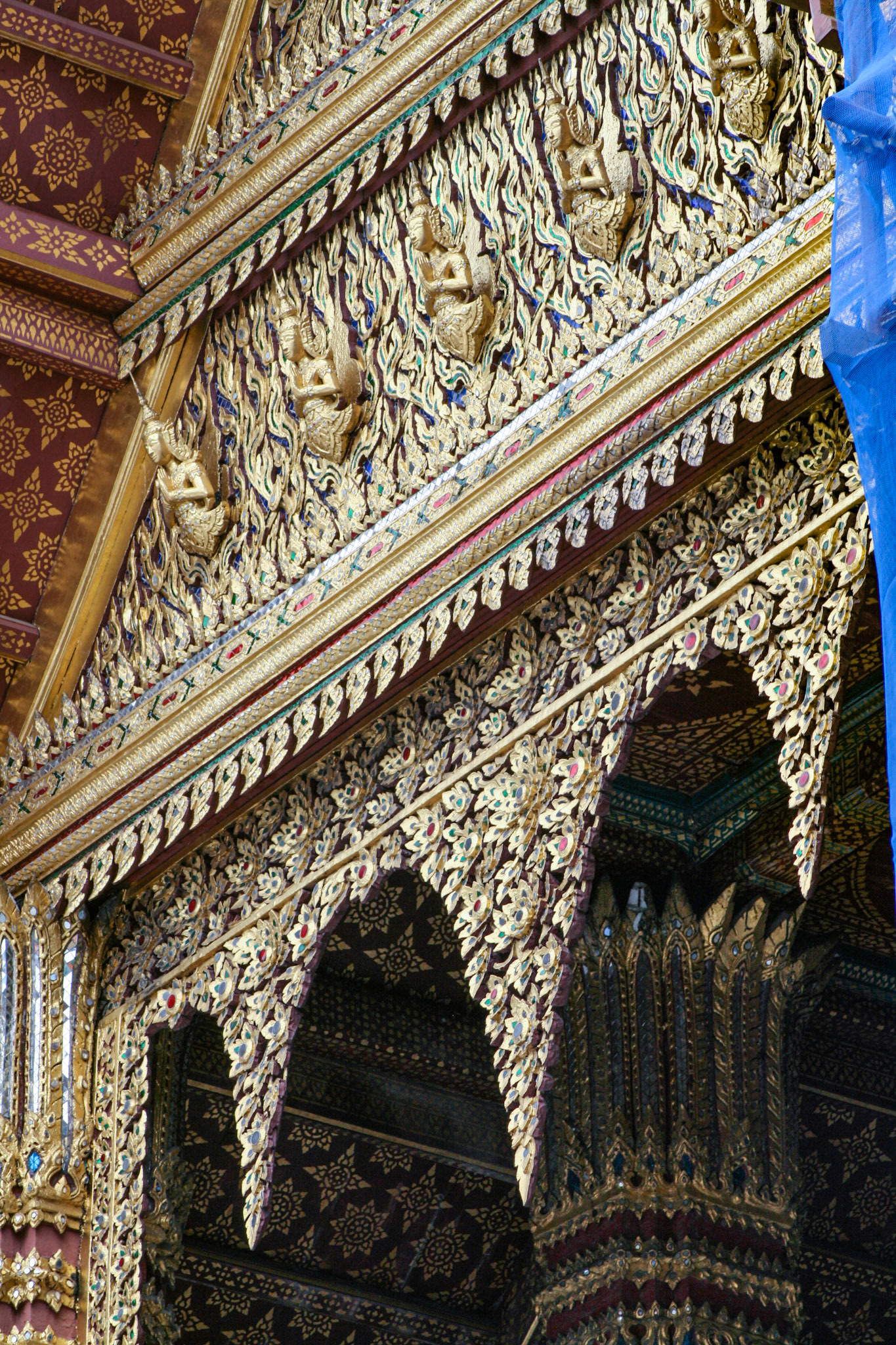 Architecture detail at Temple of Emerald Buddha (Wat Phra Kaew) 