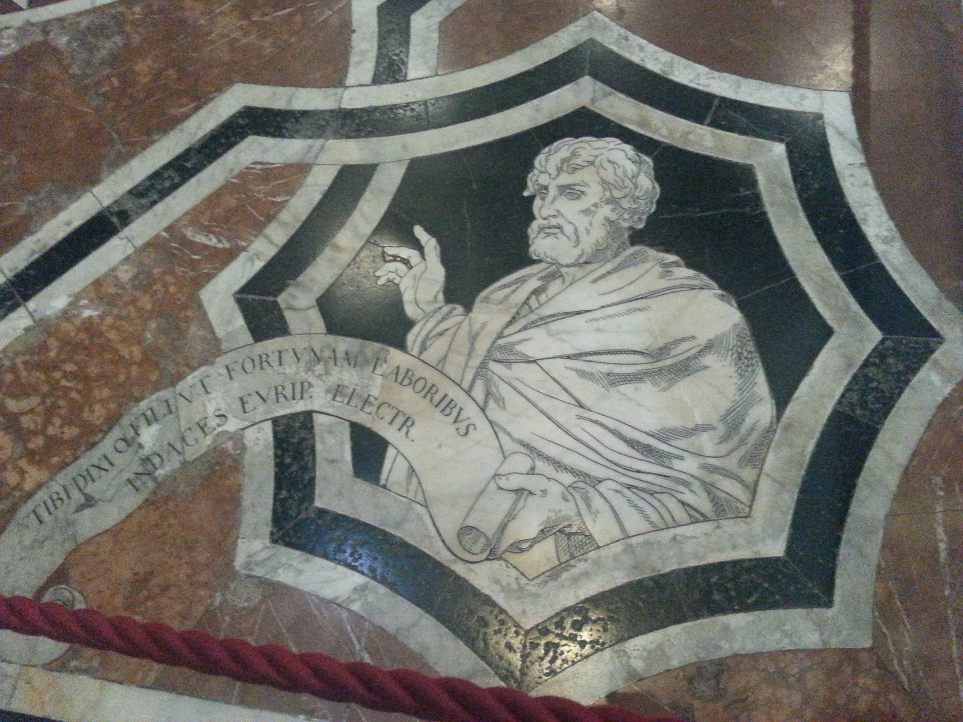 Details of the marble floor:  Ruota della Fortuna (“The Wheel of Fortune”) detail.