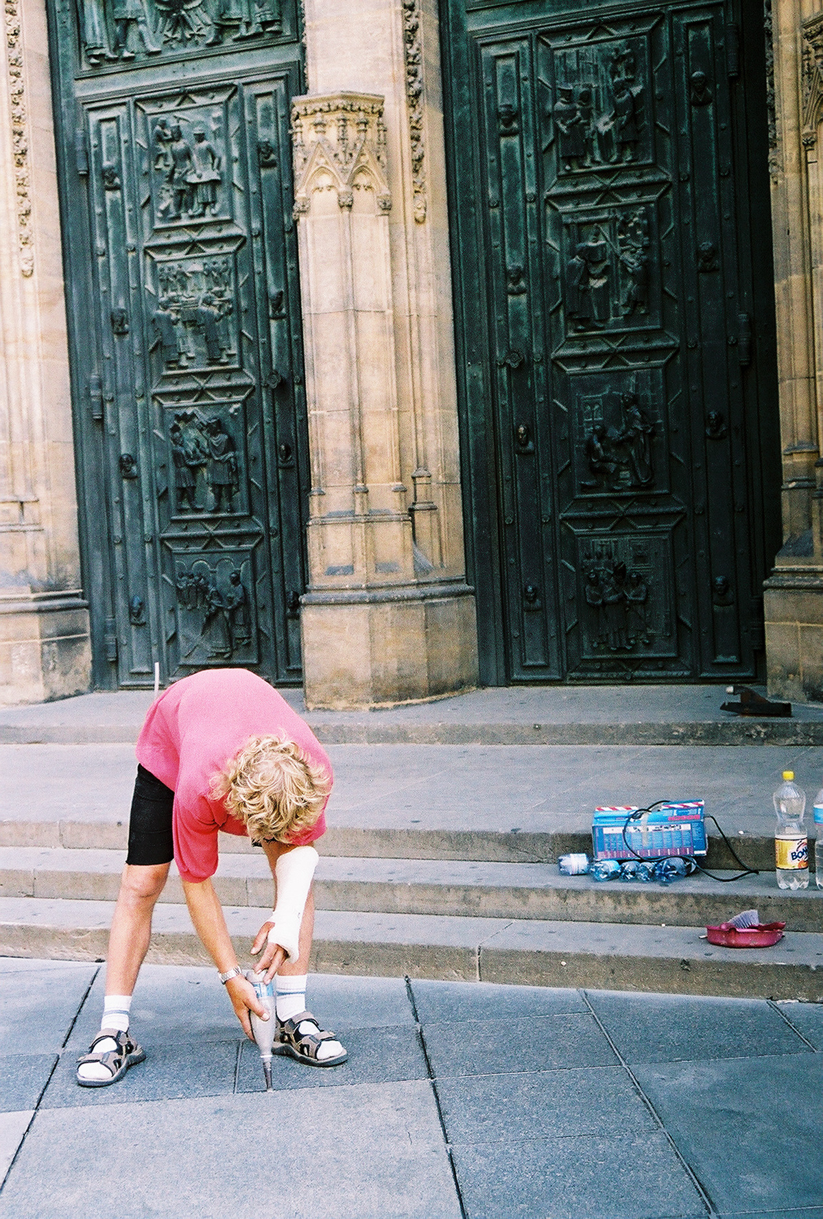 Resealing Grout outside St. Vitus Cathedral