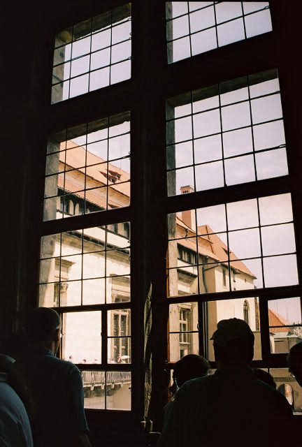 Prague Window - The Defenestration of Prague - The palace window through which Protestant nobles flung two Catholic regents, thus sparking the Thirty Years' War 