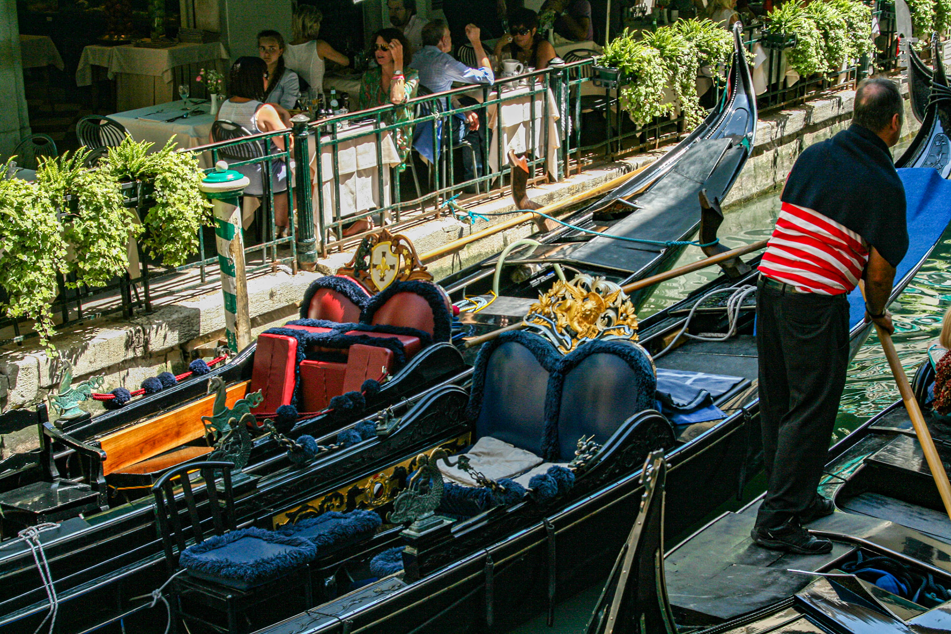 Maneuvering the busy canals of Venice.