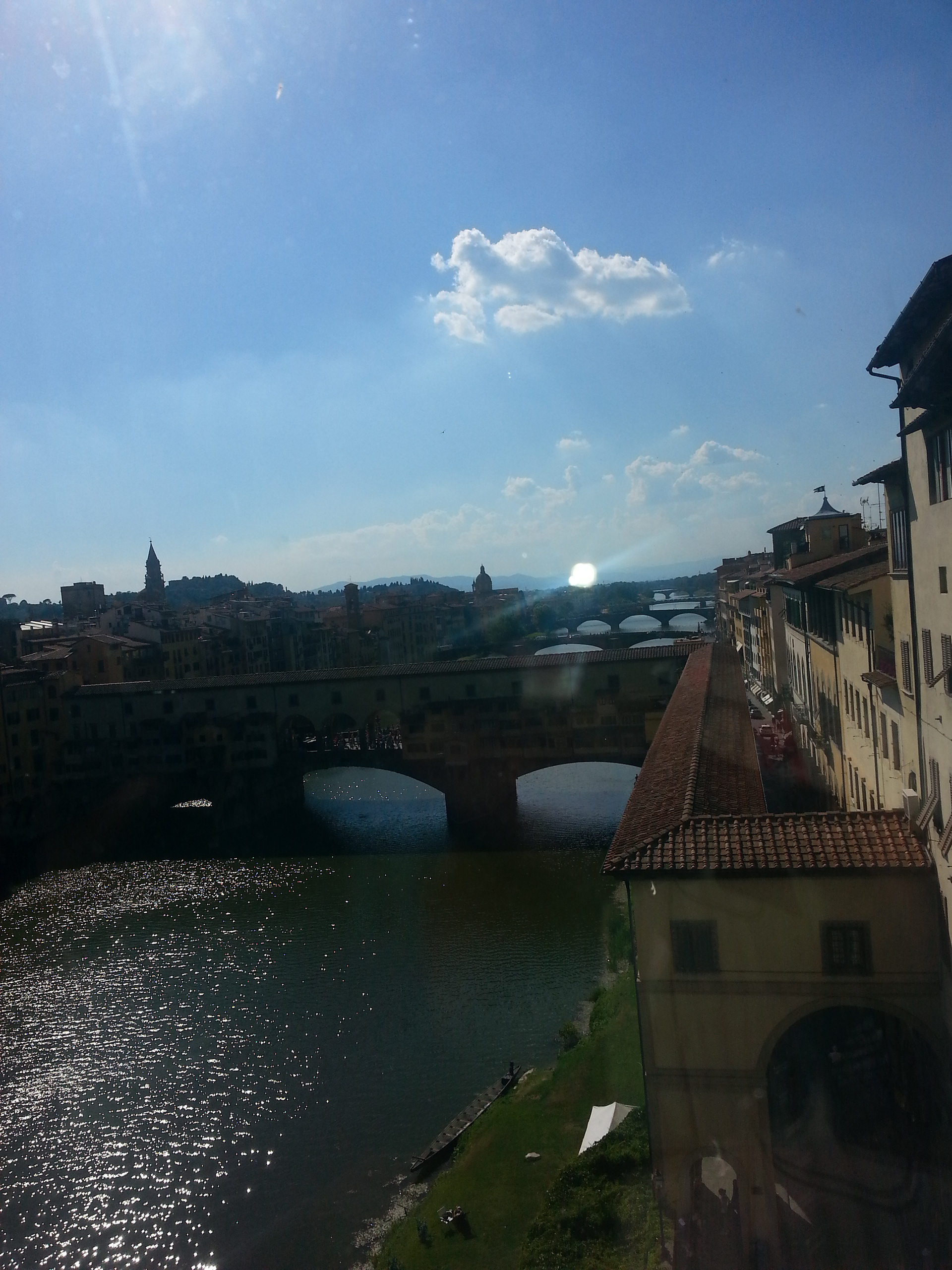 Ponte Vecchio of Florence from the last floor of the Uffizi Gallery, the best place to appreciate the Vasari Corridor, path used by the dukes to go from the Pitti Palace to the Vecchio Palace out of danger. 