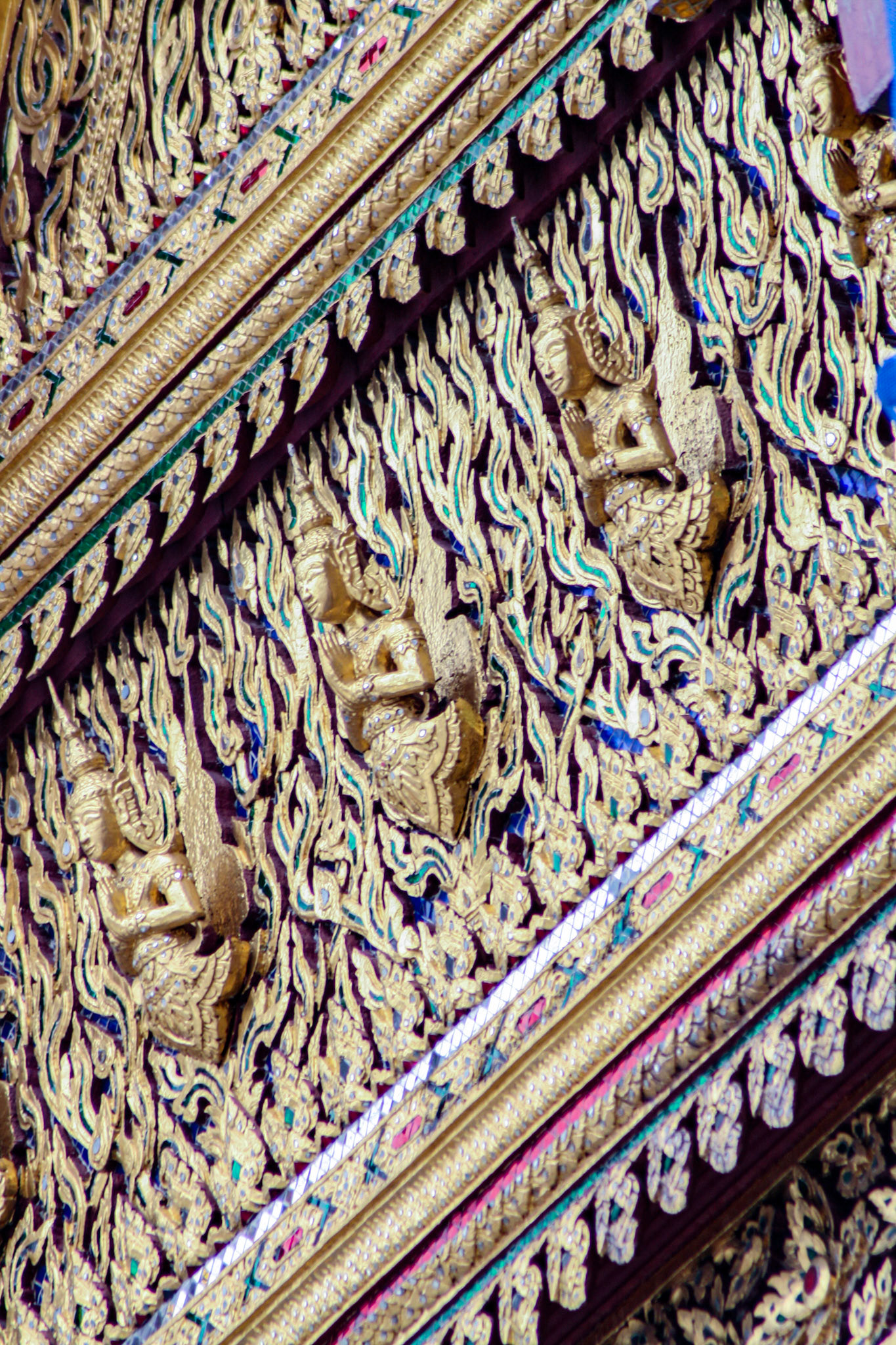 Architecture detail at Temple of Emerald Buddha (Wat Phra Kaew) 