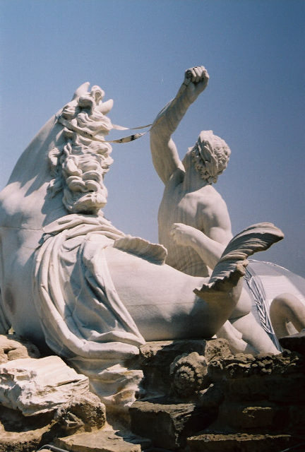 Taming of the Seahorse - A part of the Schönbrunn Palace's Neptune Fountain, showing the taming of the seahorse. 