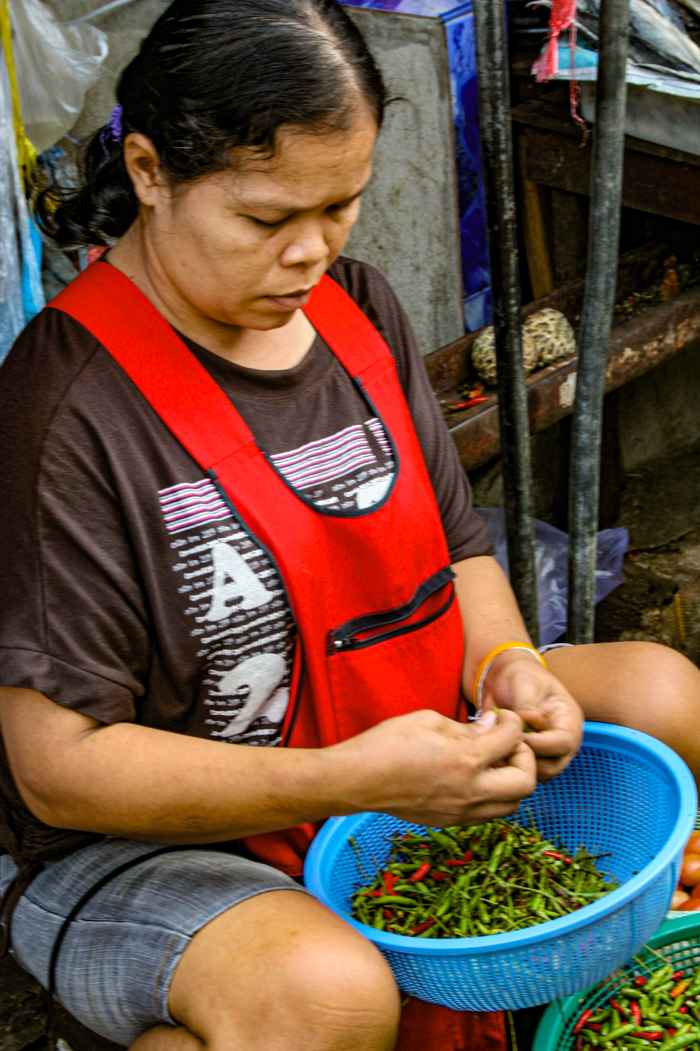 Vendors also sell vegetables that have been prepared for cooking.