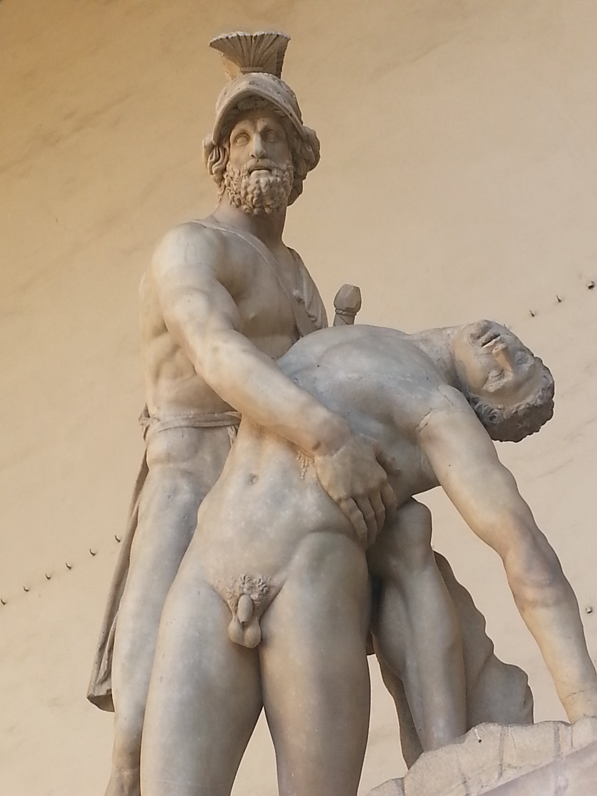    The roman sculpture of Menelaus supporting the body of Patroclus, Florence, Tuscany, Italy. 