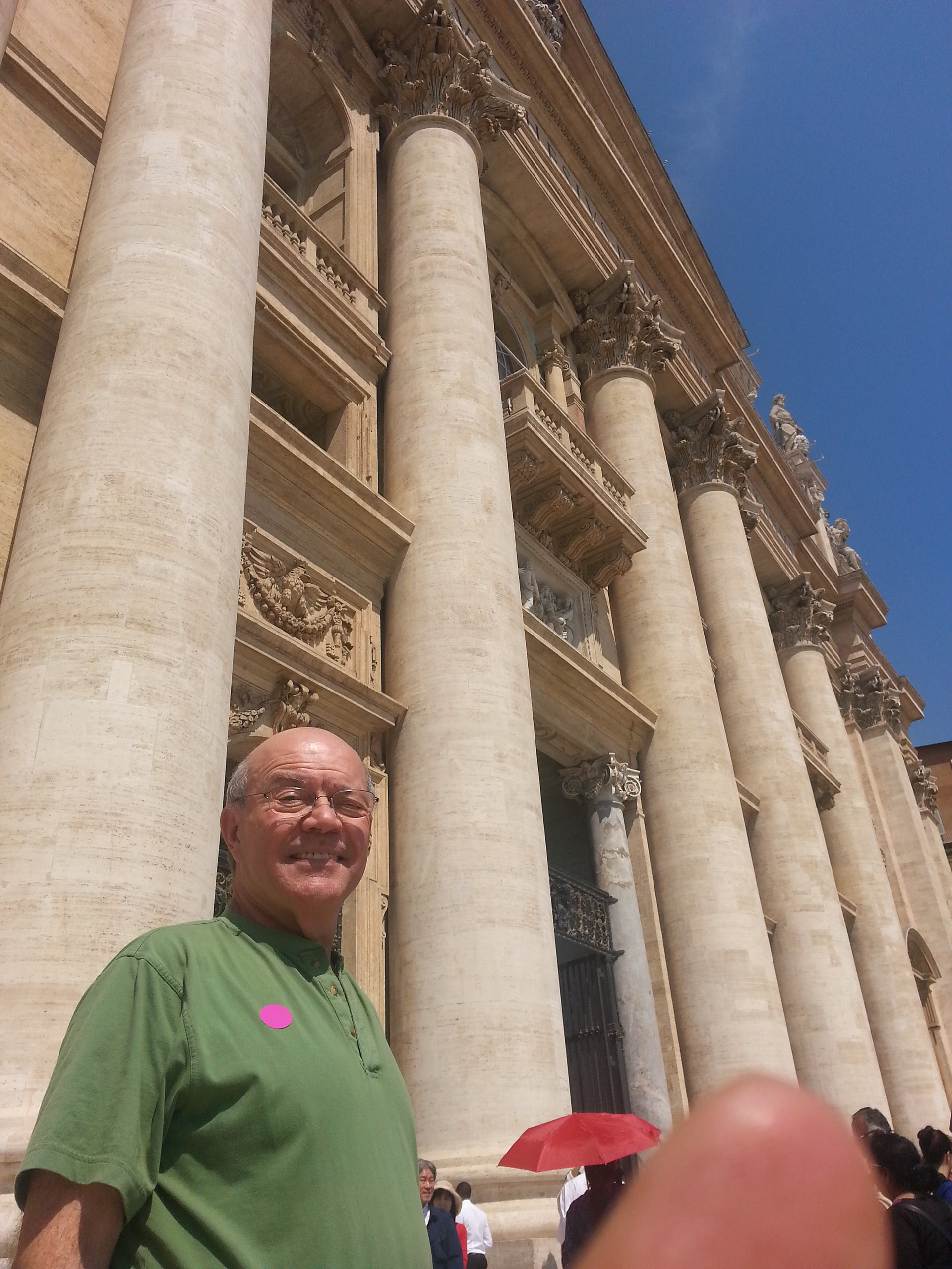 David Soileau poses in front of the Pope's Balcony in St. Peter's Square.