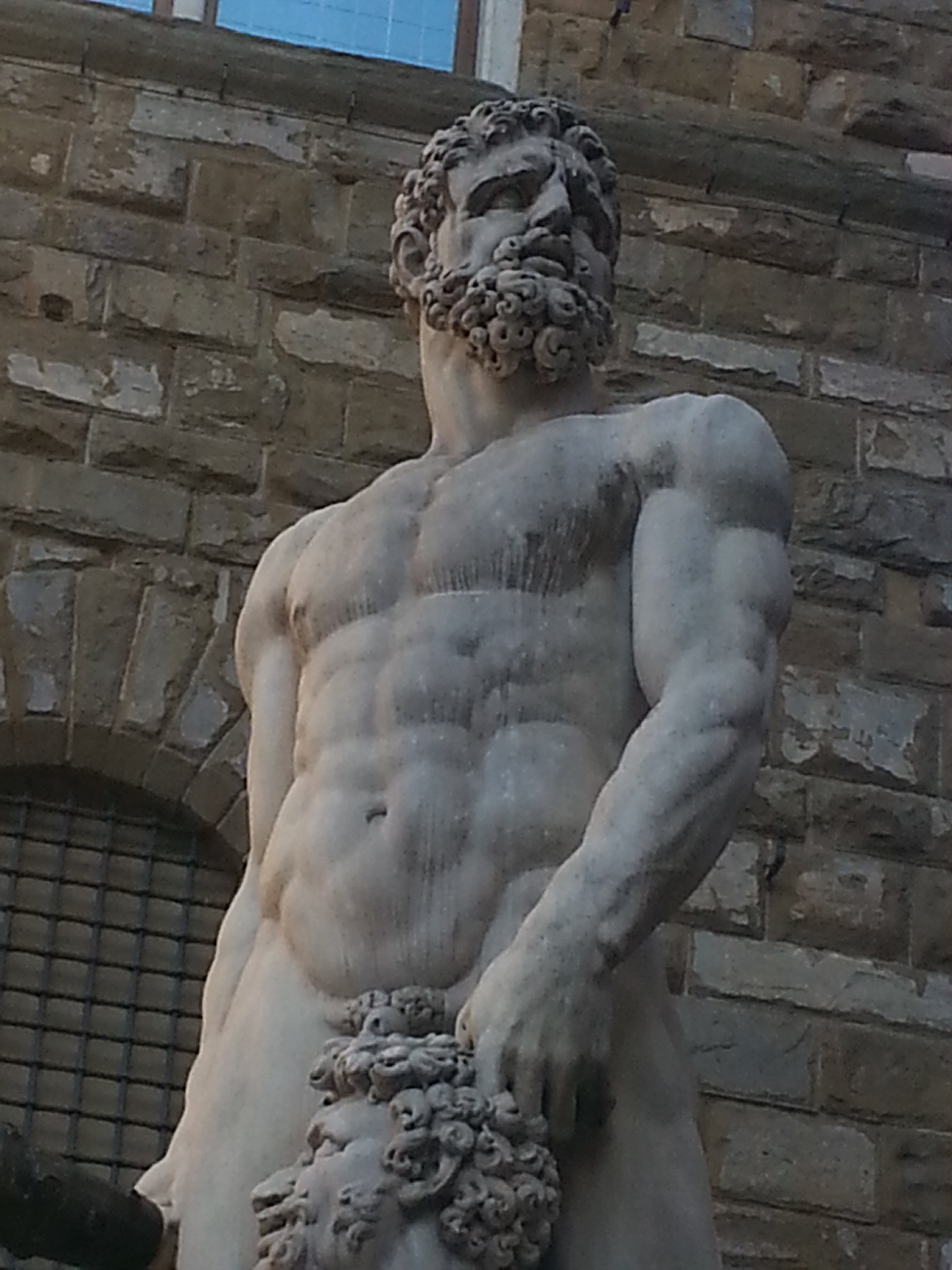 Hercules and Cacus is an Italian Renaissance sculpture in marble to the right of the entrance of the Palazzo Vecchio in the Piazza della Signoria, Florence, Italy. 