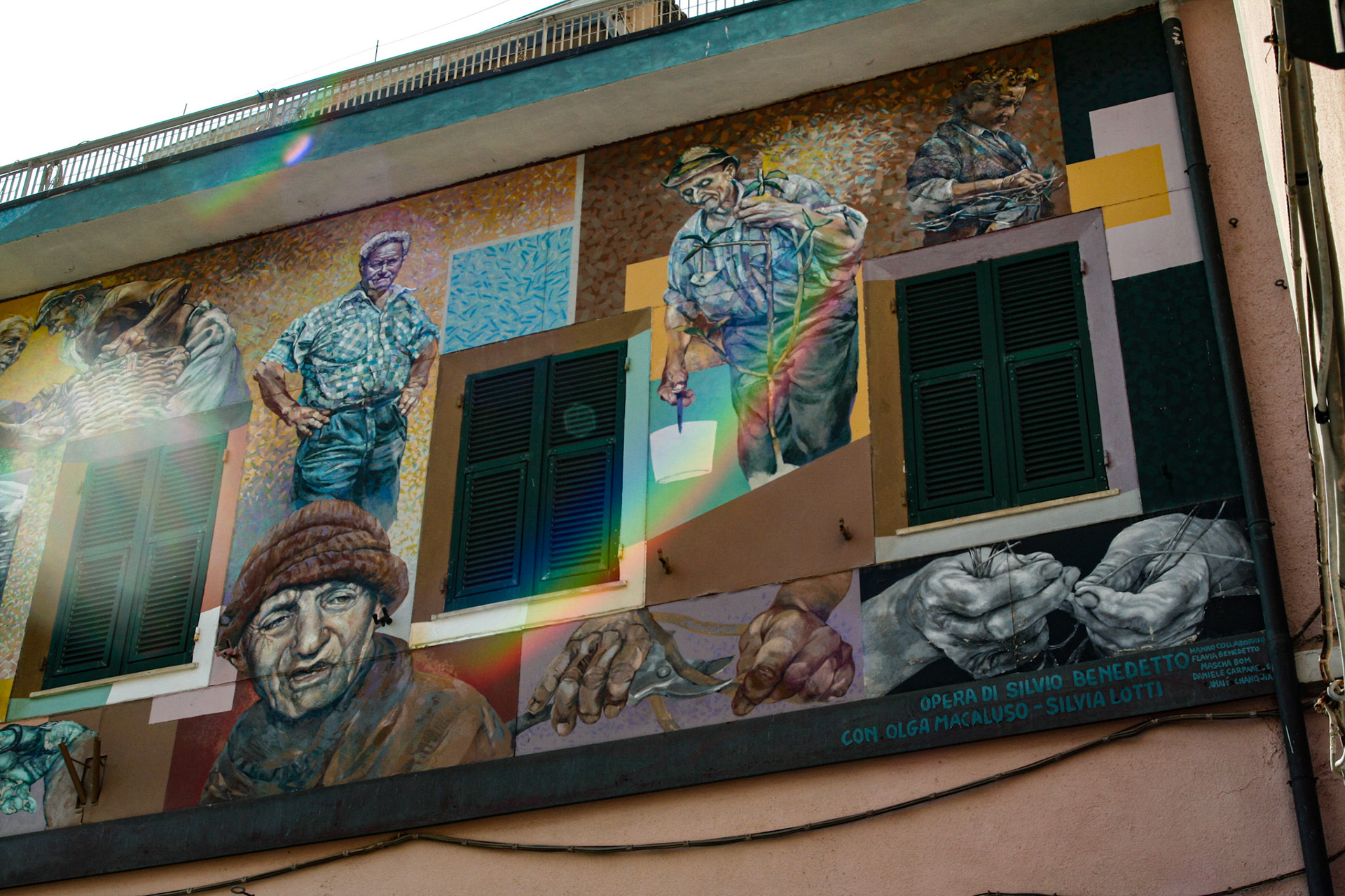 Murals of the painter Silvio Benedetto in Riomaggiore, Italy 