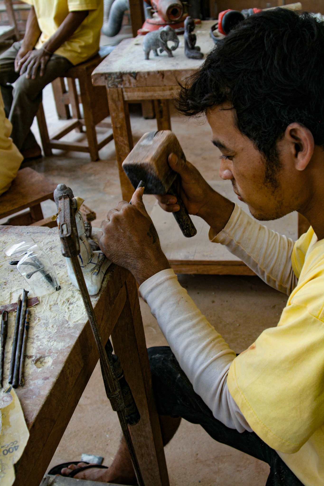 Hand-made wooden arts craft factory. 