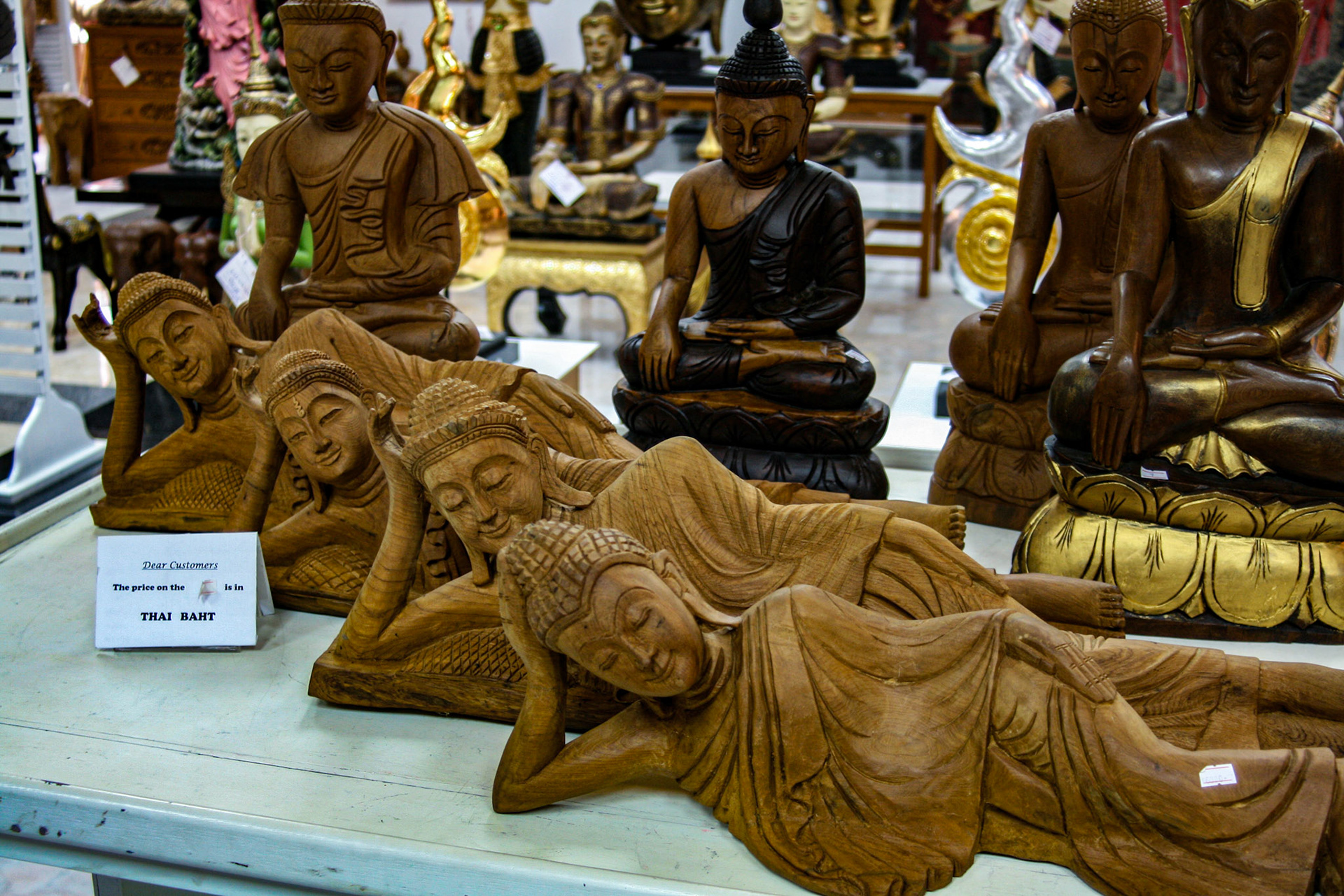 Sculpture figurines at gift shop.