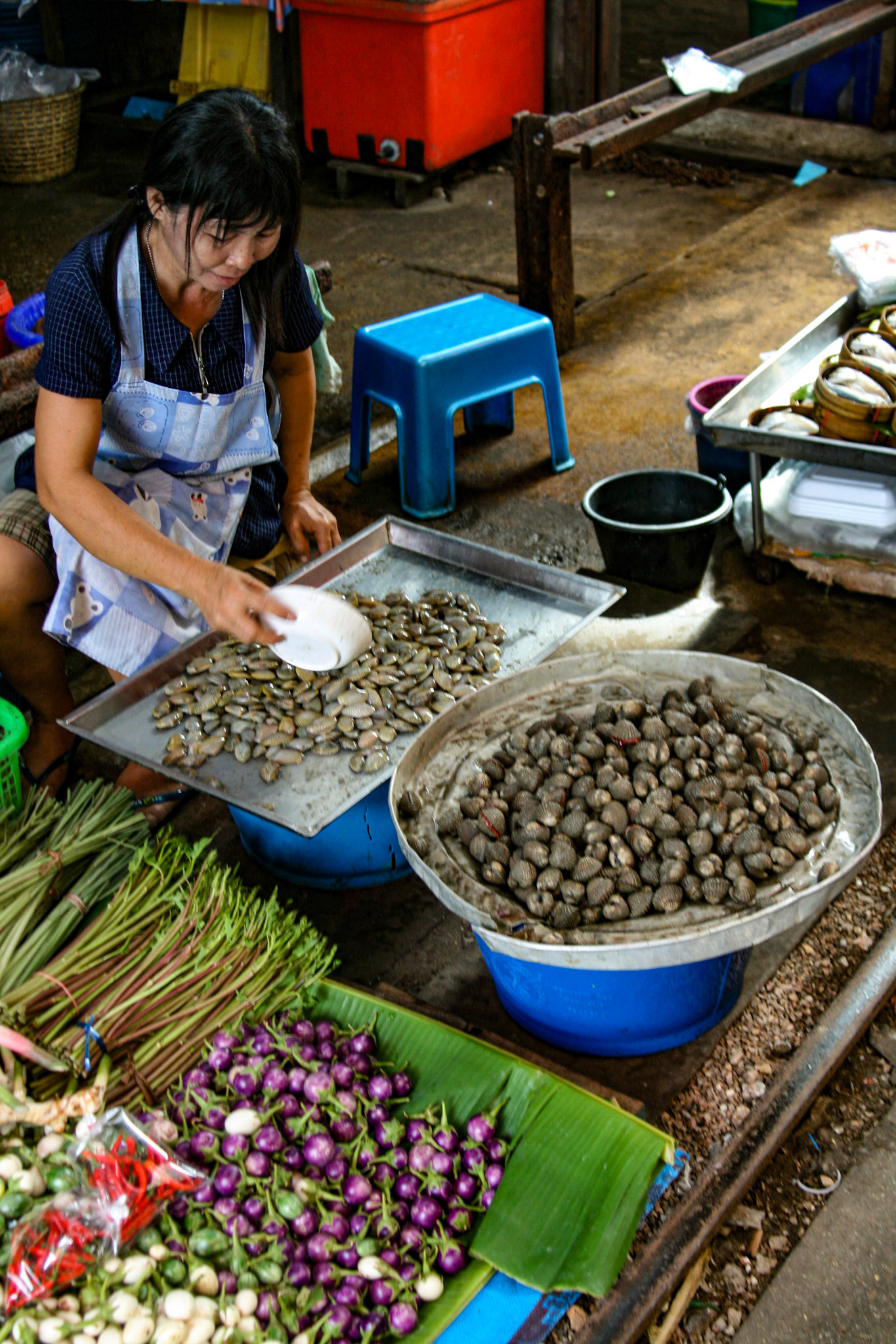 The Maeklong Railway Market at Maeklong, Thailand