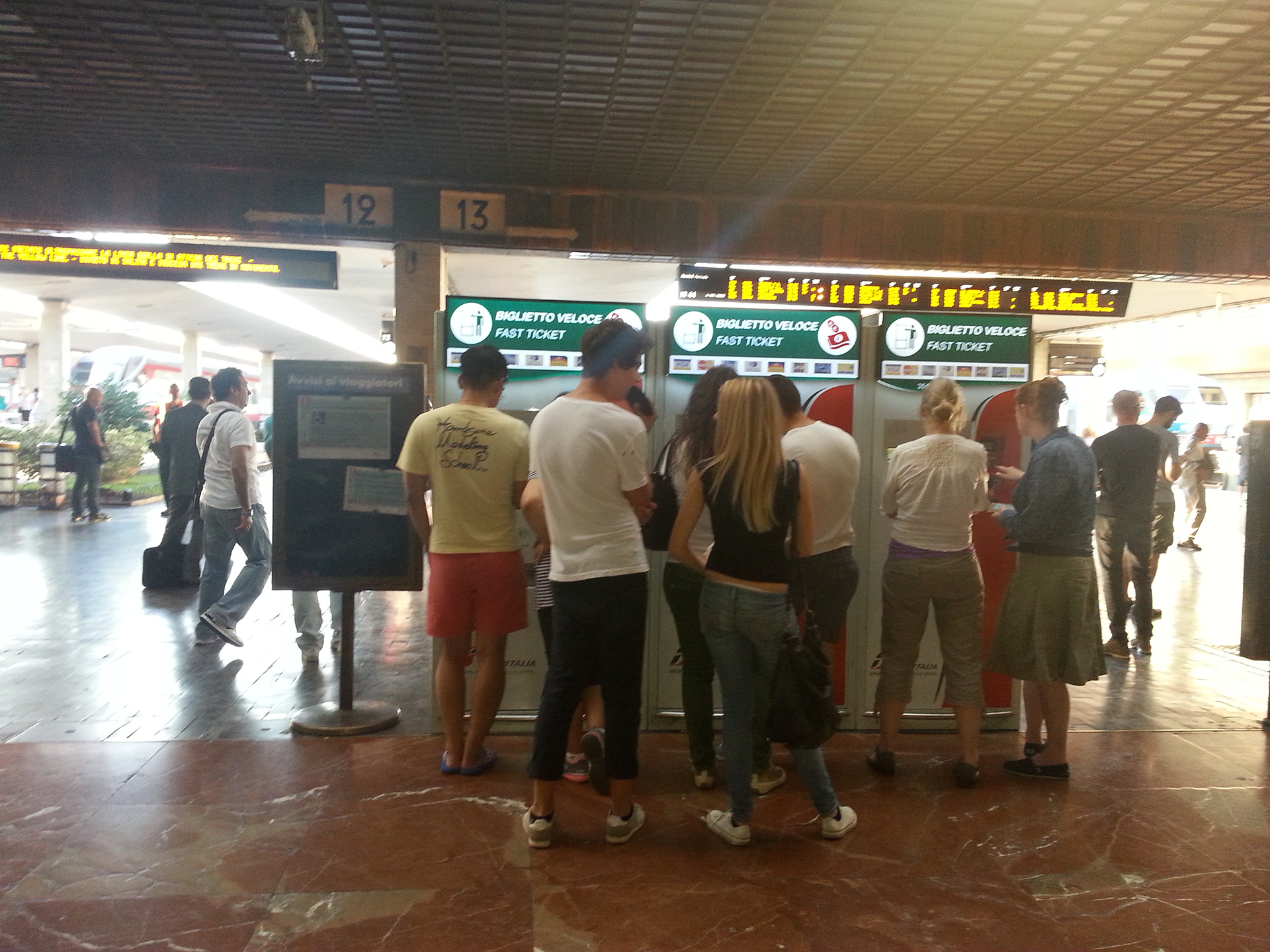 Buying tickets for the train.