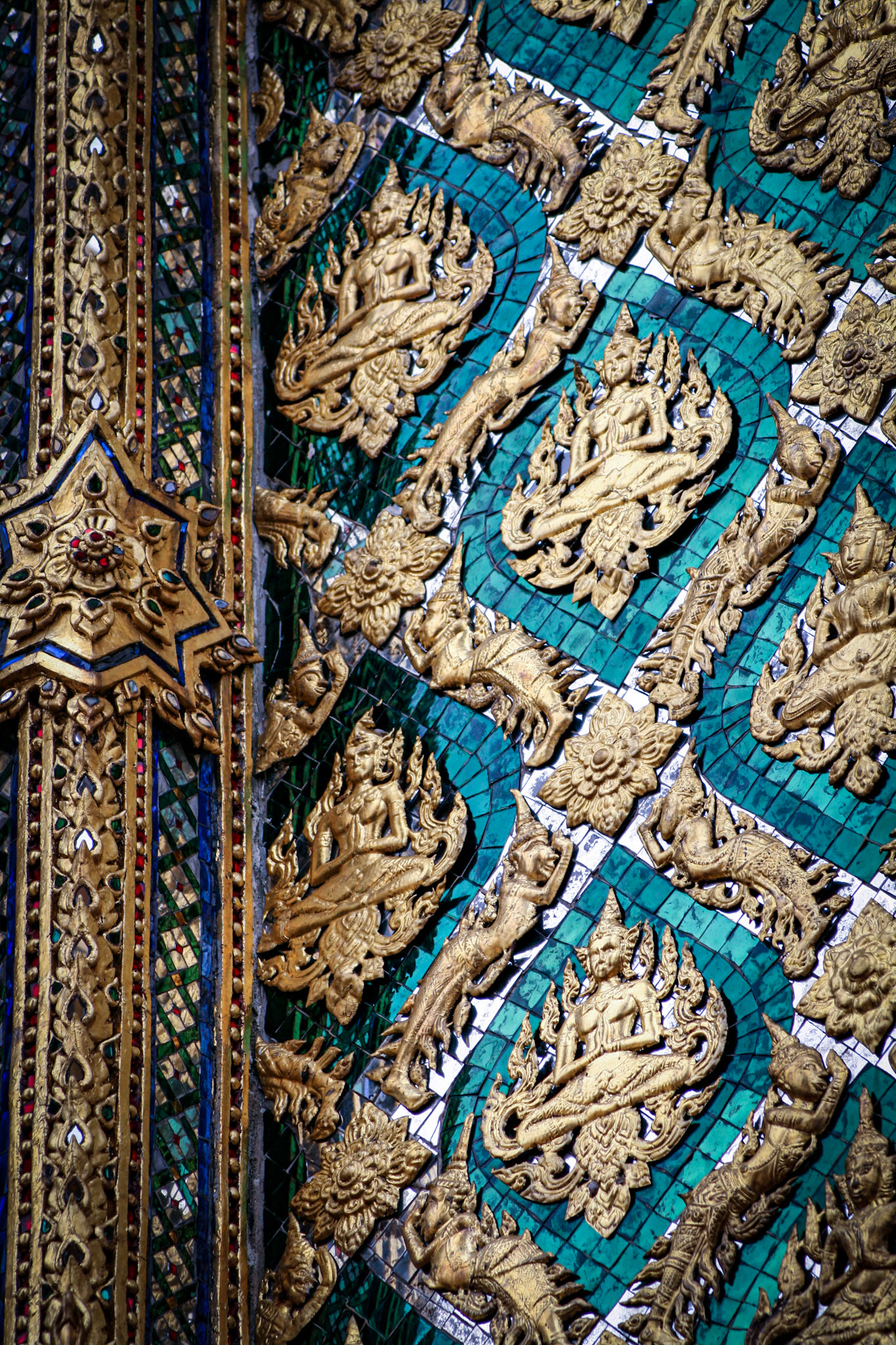 Architecture detail at Temple of Emerald Buddha (Wat Phra Kaew) 