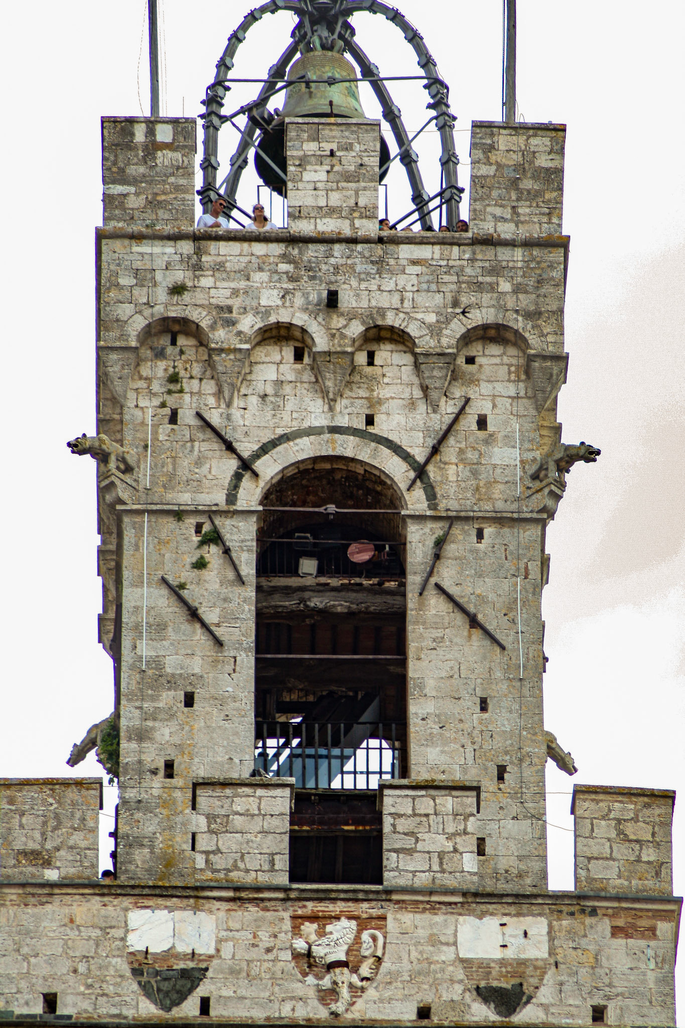 Top of Torre del Mangia tower in Siena, Italy 