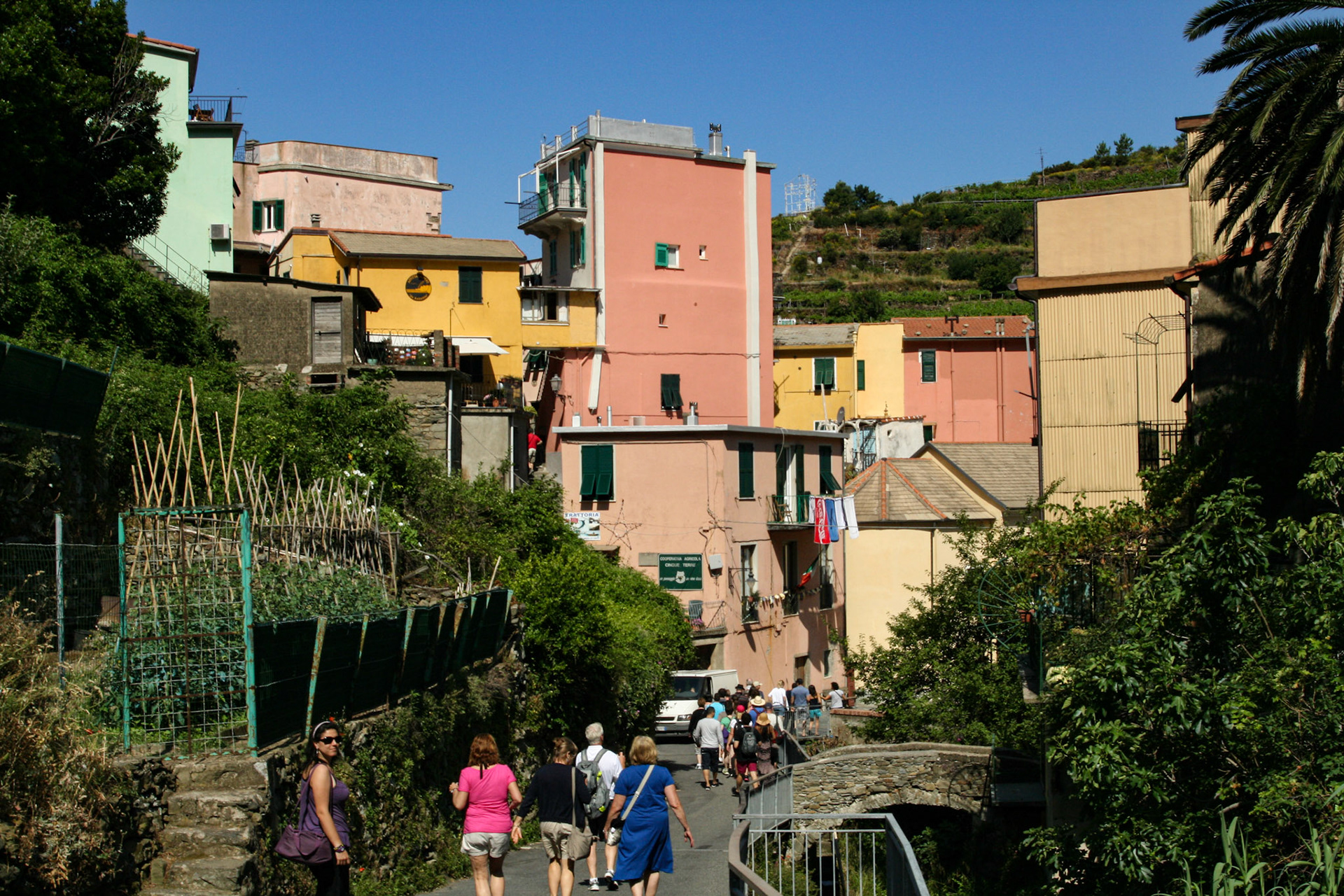 The Cinque Terre is in the Liguria region, and it translates to 'five lands'. The Cinque Terre is a series of five small fishing villages dug into the cliffs where the Apennine mountains meet the Mediterranean coastline.   