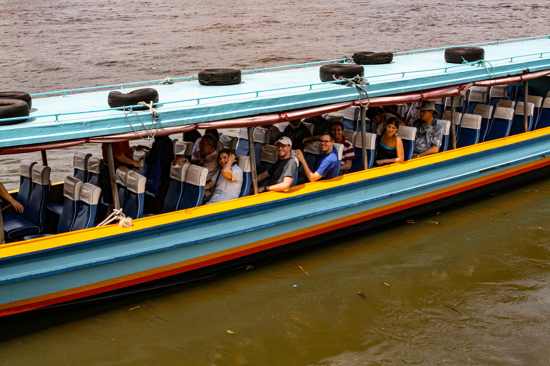 Departing restaurant.