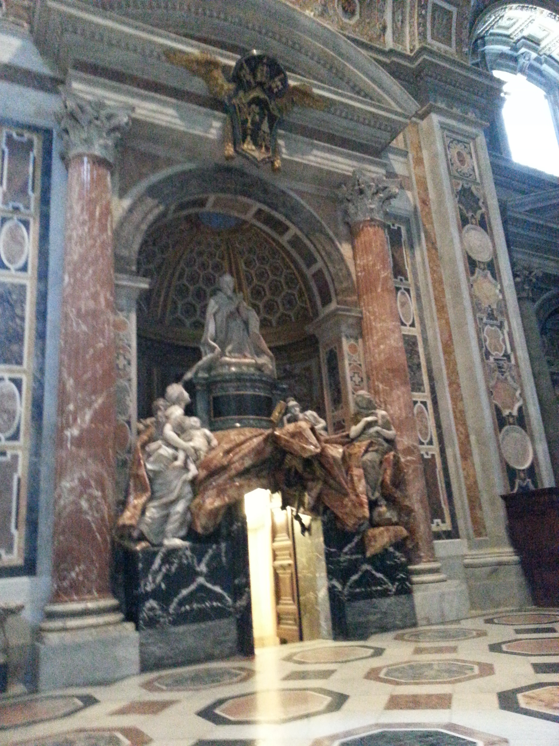 The Tomb of Pope Alexander VII is a sculptural monument designed and partially executed by the Italian artist Gian Lorenzo Bernini. It is in the south transept of St. Peter's Basilica in the Vatican City. 