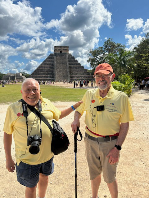 David and Sam arrive at the pyramids of Chichen Itza.
