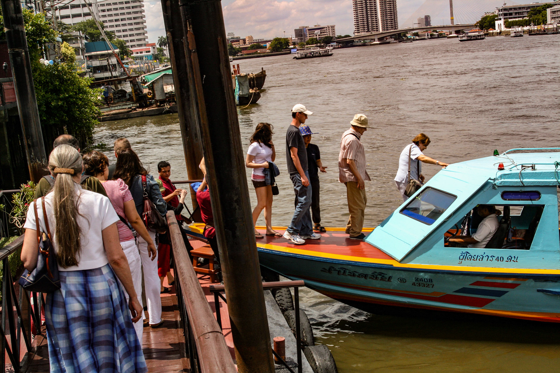 Departing restaurant.