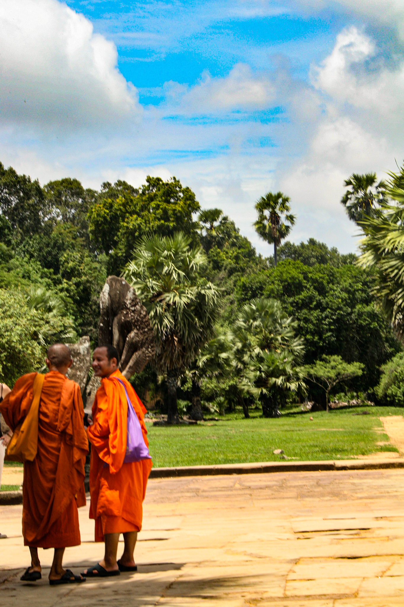 To this day, Angkor Wat is a place of worship. It is not uncommon to see Buddhist monks walking the grounds.