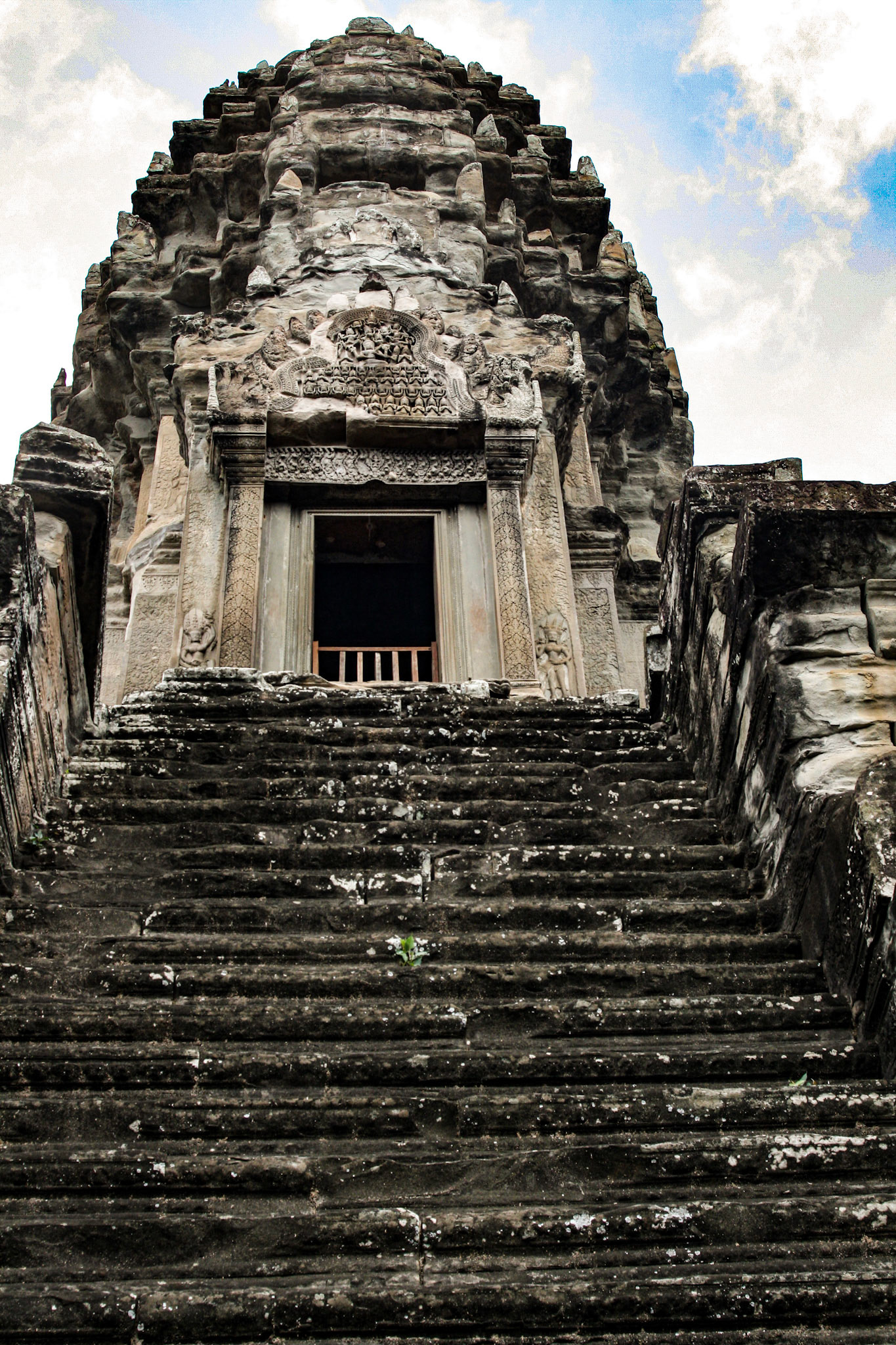 Steps leading to Bakan - The Principal Sanctuary of Angkor Wat. The summit of Angkor Wat's central temple, the highest of temple's three galleries and the uppermost point of world's largest religious complex. 