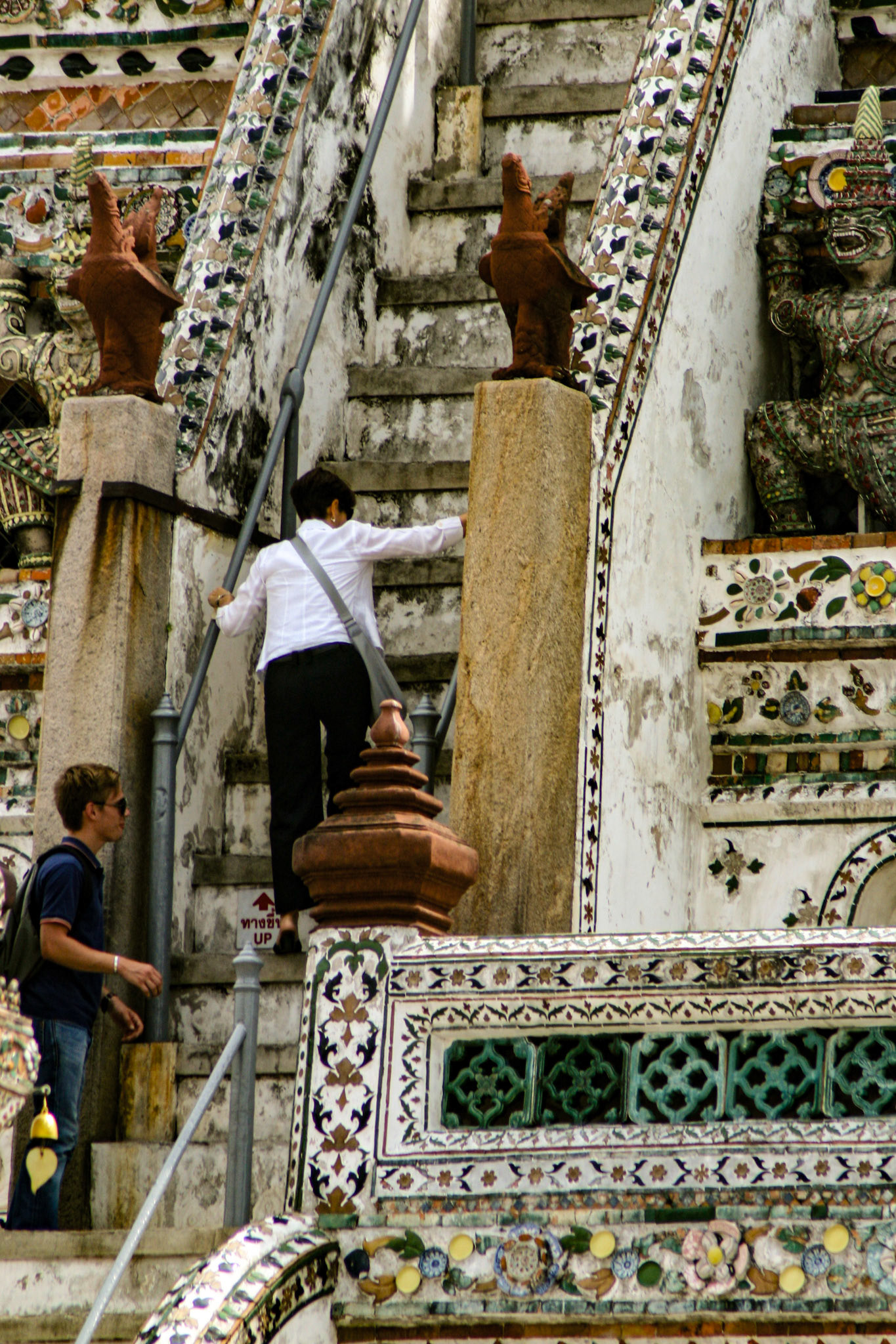 Very steep and high rising stairs.