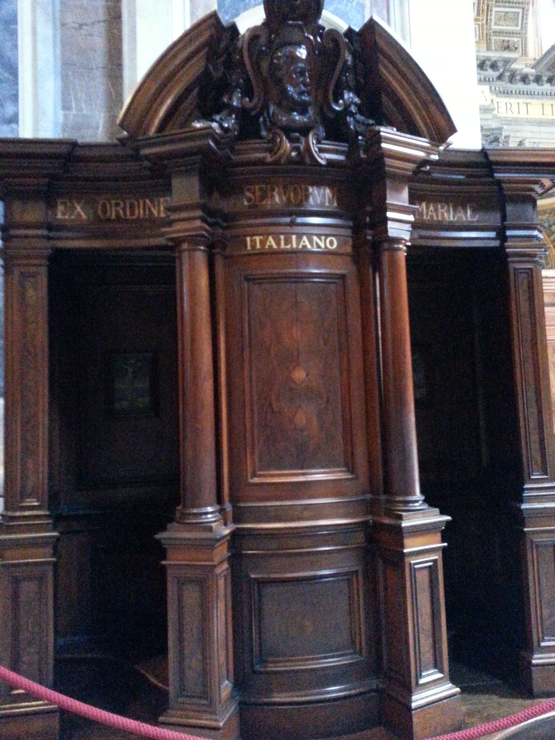 Wooden cabin confessional in St. Peter s Basilica, Vatican City 