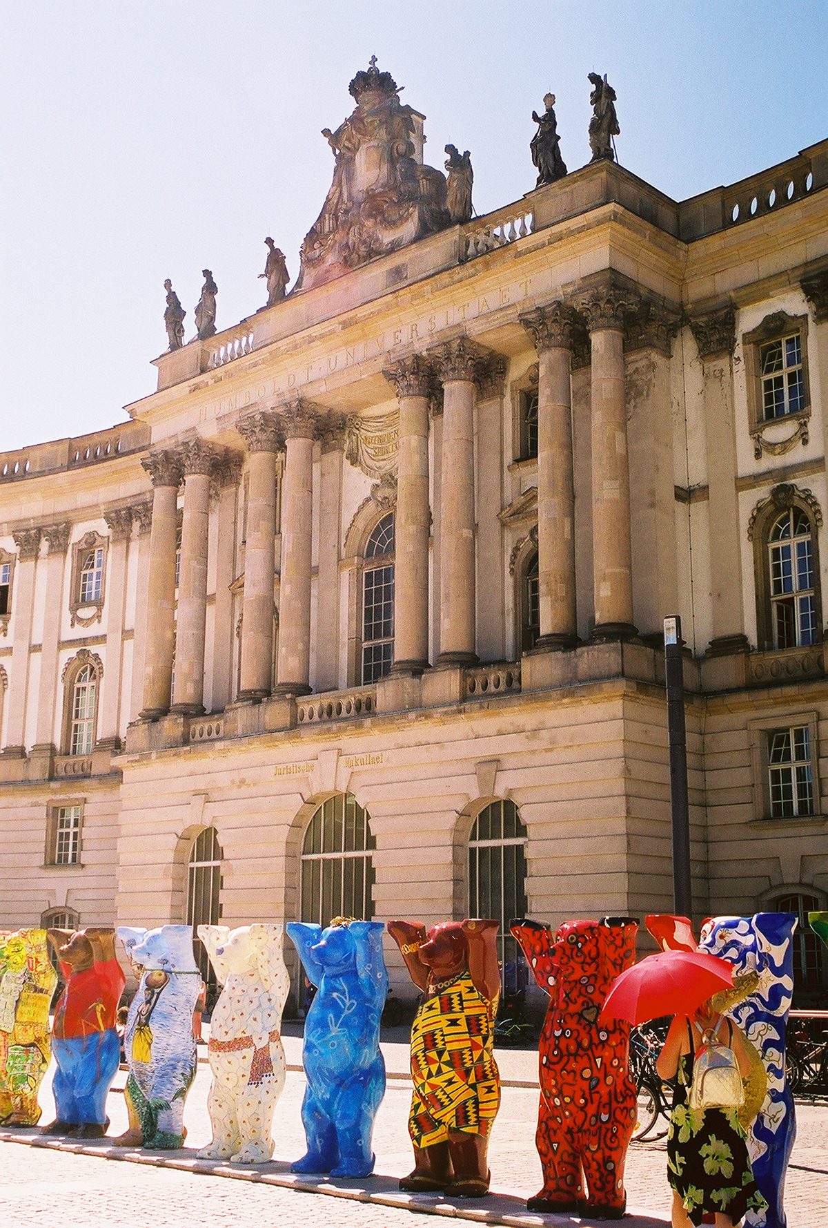 United Buddy Bears on display in front of Humboldt University of Berlin (German: Humboldt-Universität zu Berlin, abbreviated HU Berlin)  in Berlin