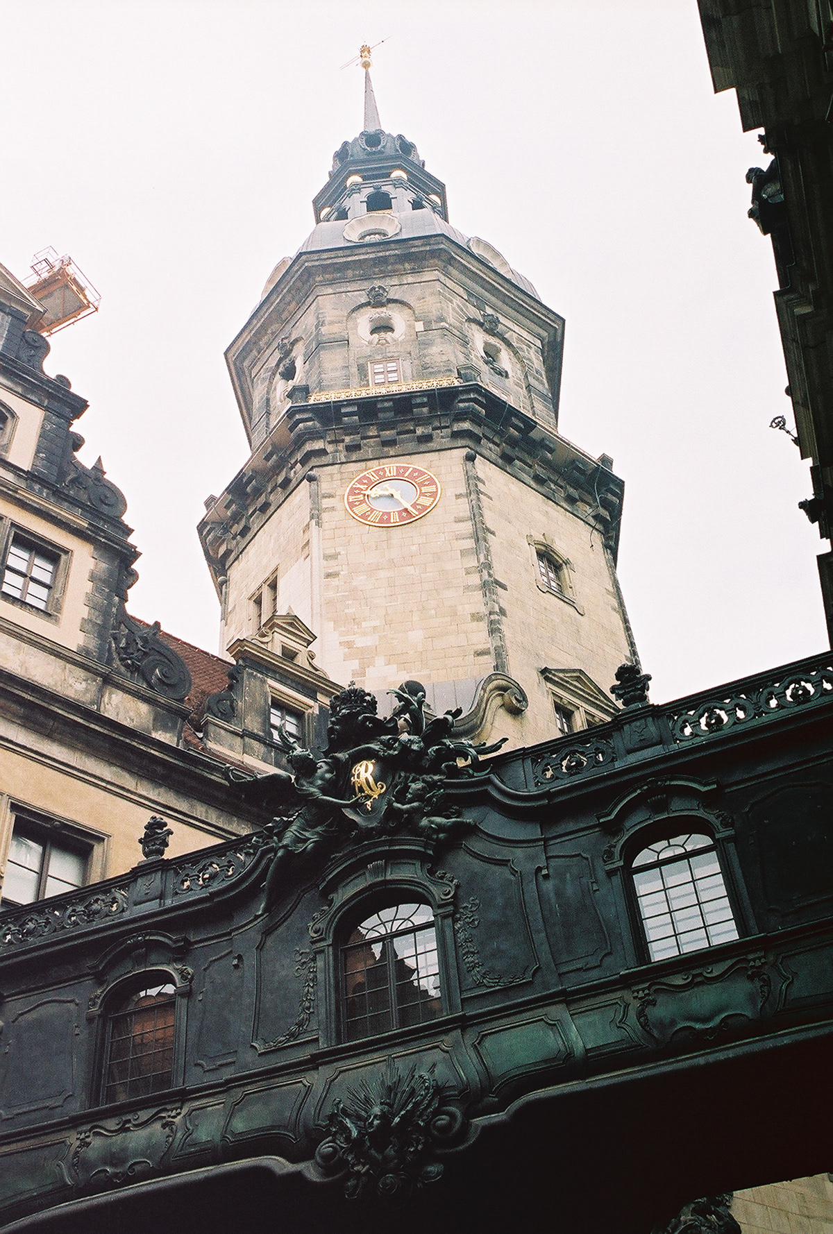 The Hausmannsturm, oldest part of the Dresden Castle and the walkway connecting to the Hofkirche