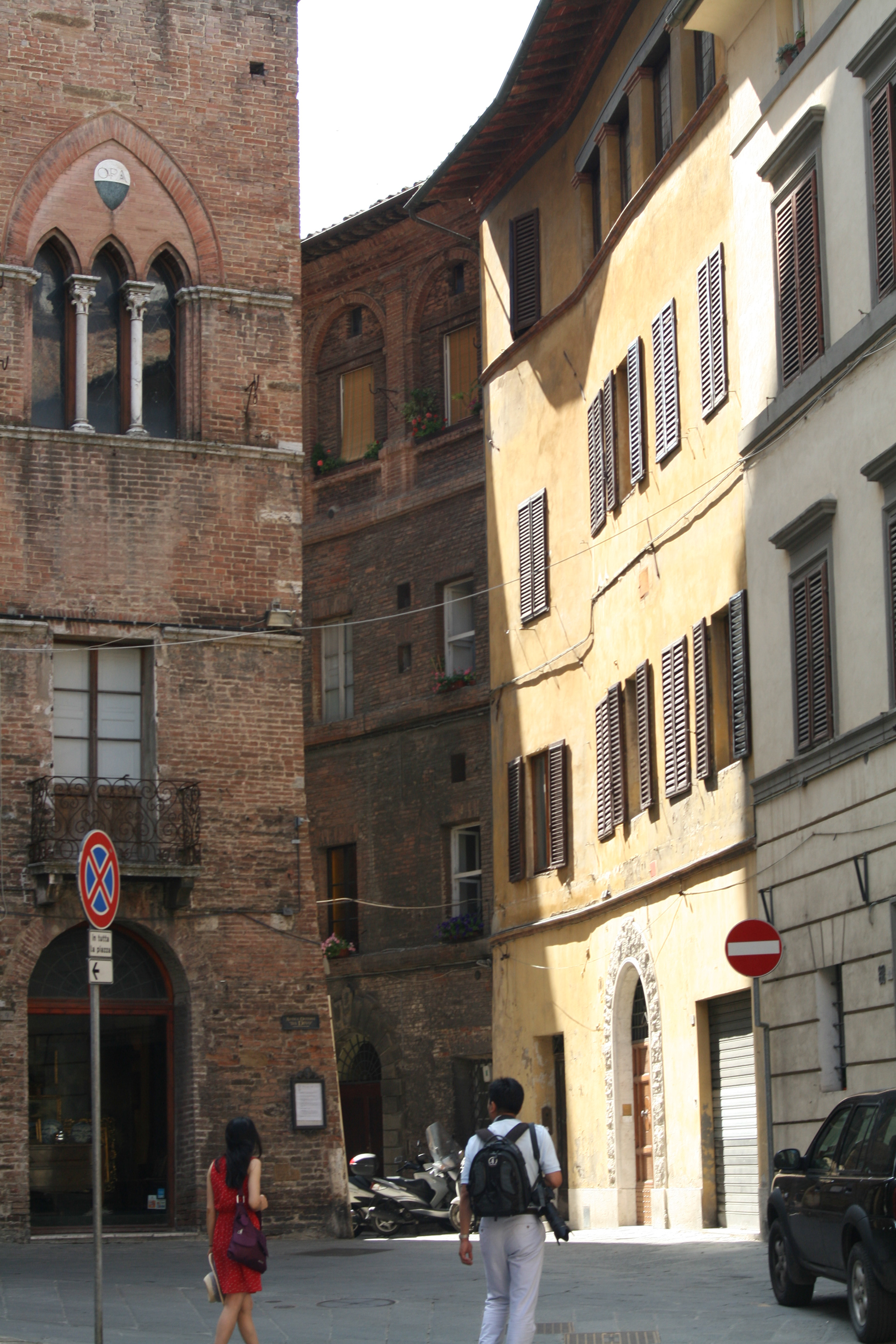 Streets of Siena. National Art Gallery of Siena on left.