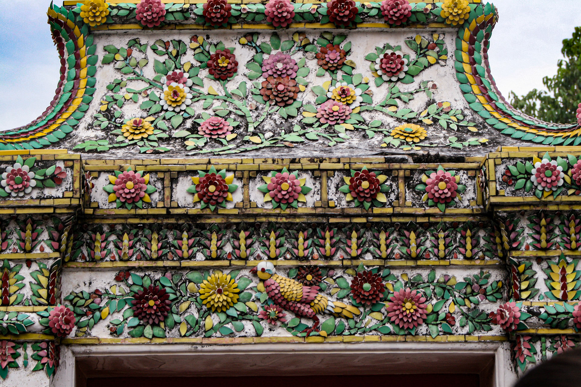 Entry detail showing colorful tilework.