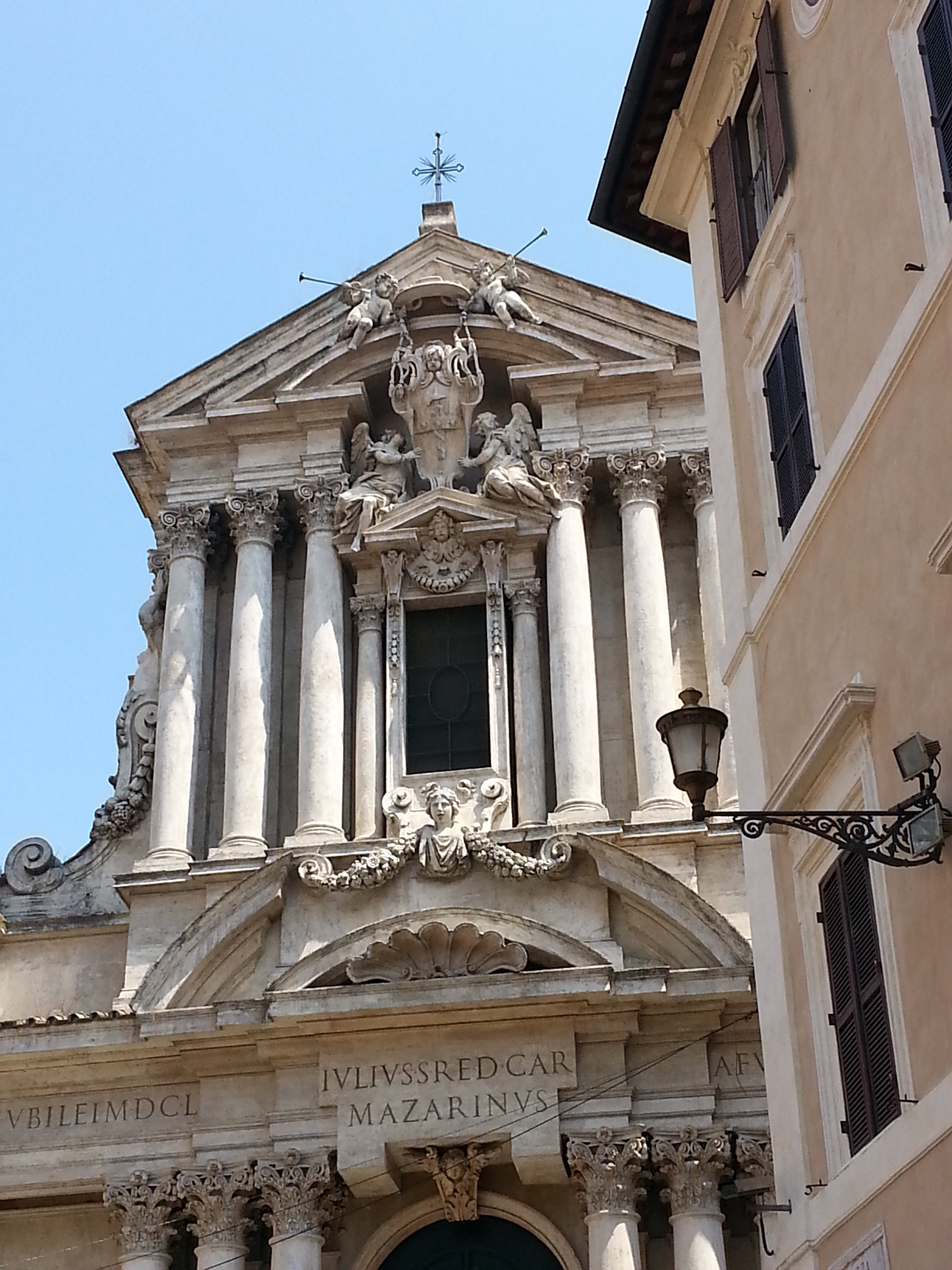 Santi Vincenzo e Anastasio a Trevi ("Saints Vincent and Anastasius at Trevi") is a Baroque church in Rome, the capital of Italy. Built from 1646 to 1650 to the design of architect Martino Longhi the Younger and located near the Trevi Fountain and the Quirinal Palace, for which it served as parish church, it is notable as the place where the precordia and embalmed hearts of 22 popes from Sixtus V to Leo XIII are preserved. 