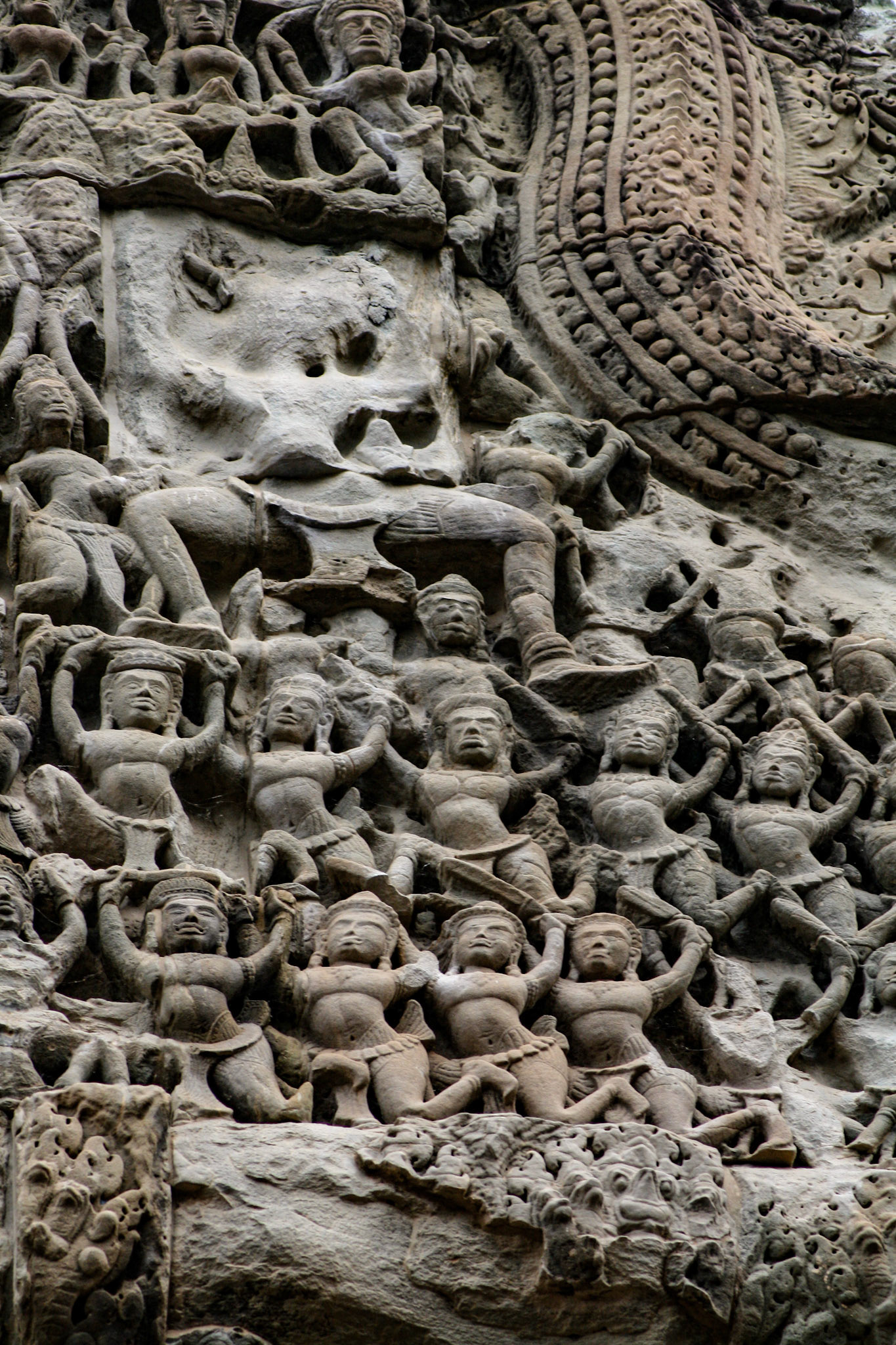 Bas-reliefs are individual figures, groups of figures, or entire scenes cut into stone walls, not as drawings but as sculpted images projecting from a background. 